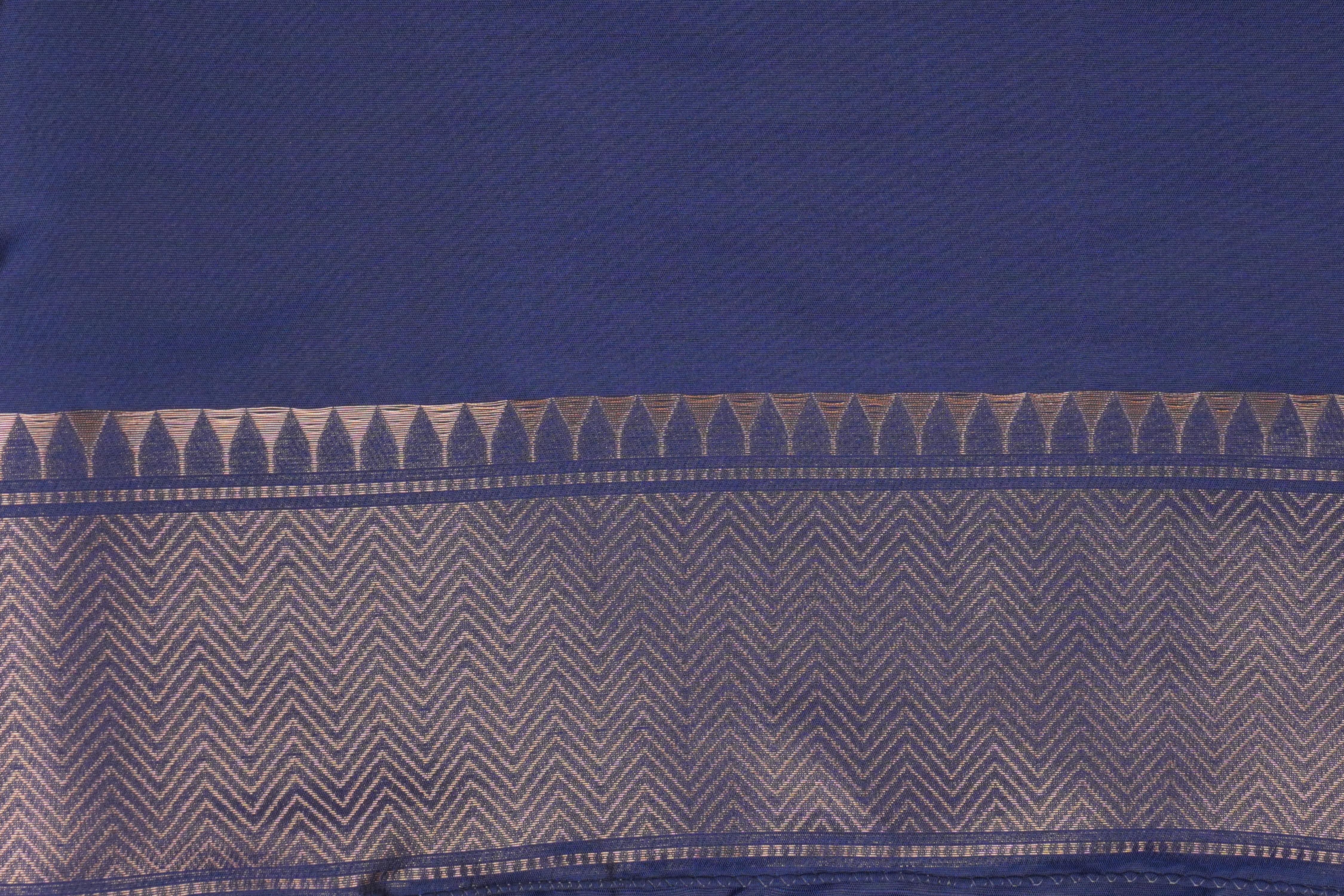 Navy Blue Pure Silk brocade Banarasi Handloom Saree