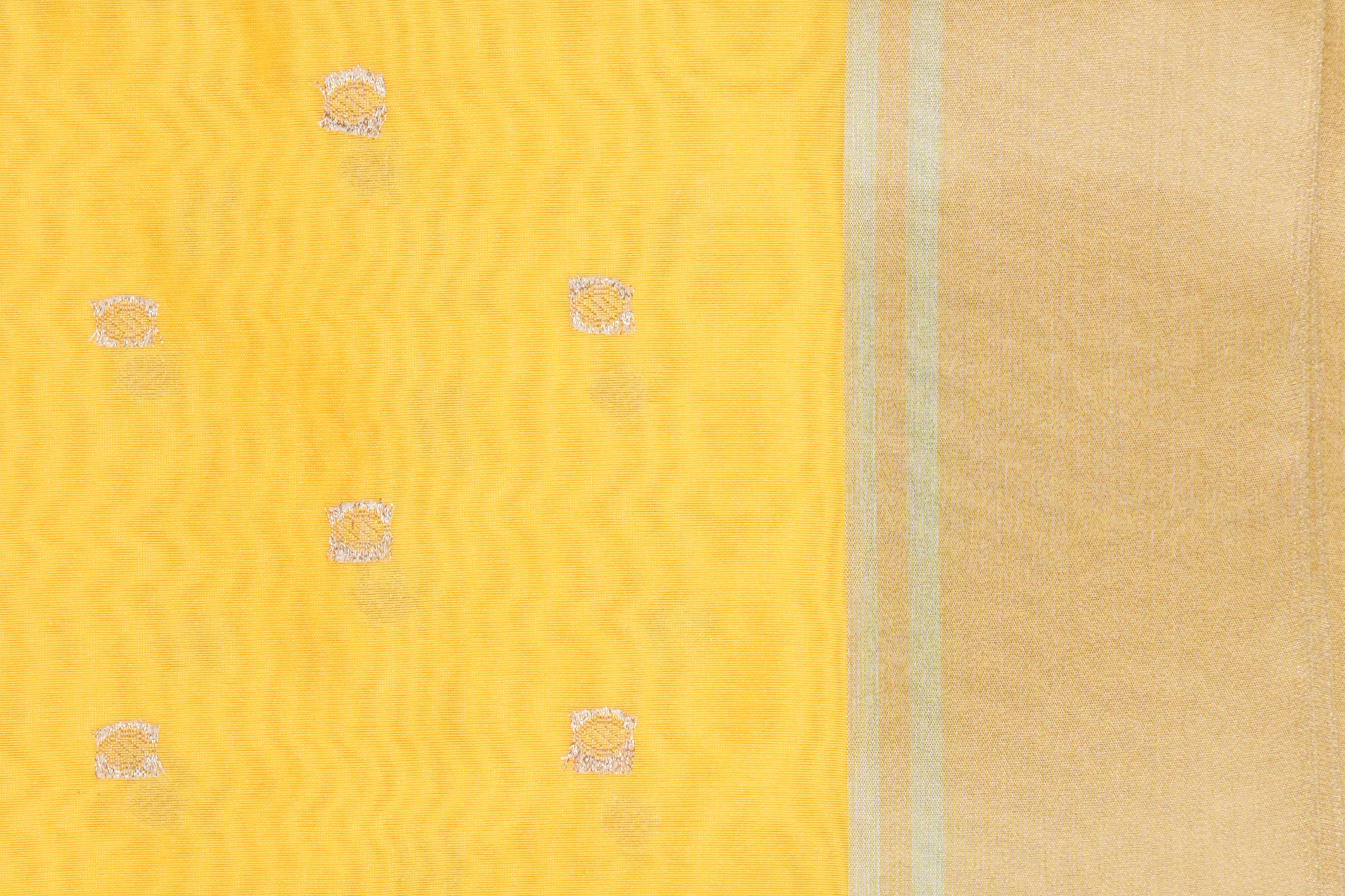 Yellow Katan Silk Zari Boota Banarasi Handloom Saree