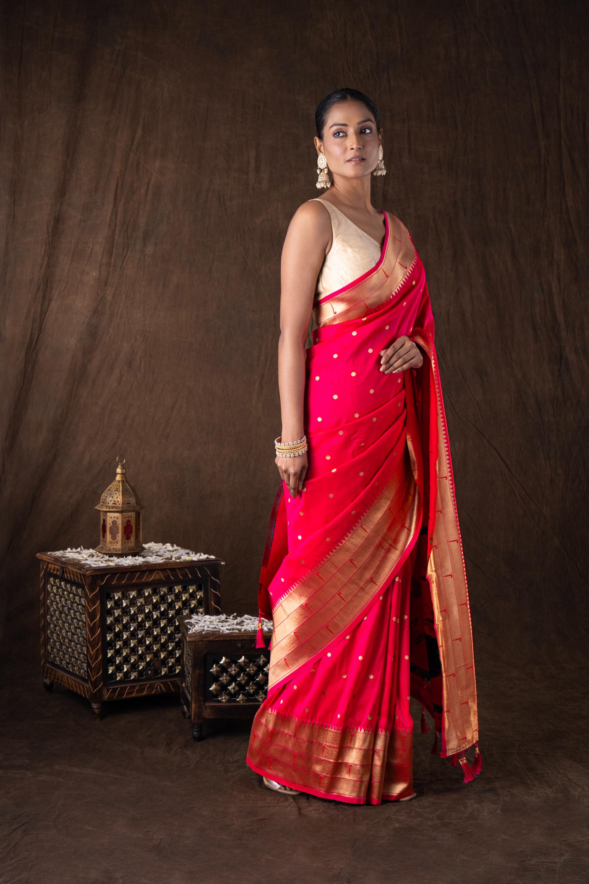 Pink Pure Silk Banarasi Handloom Saree
