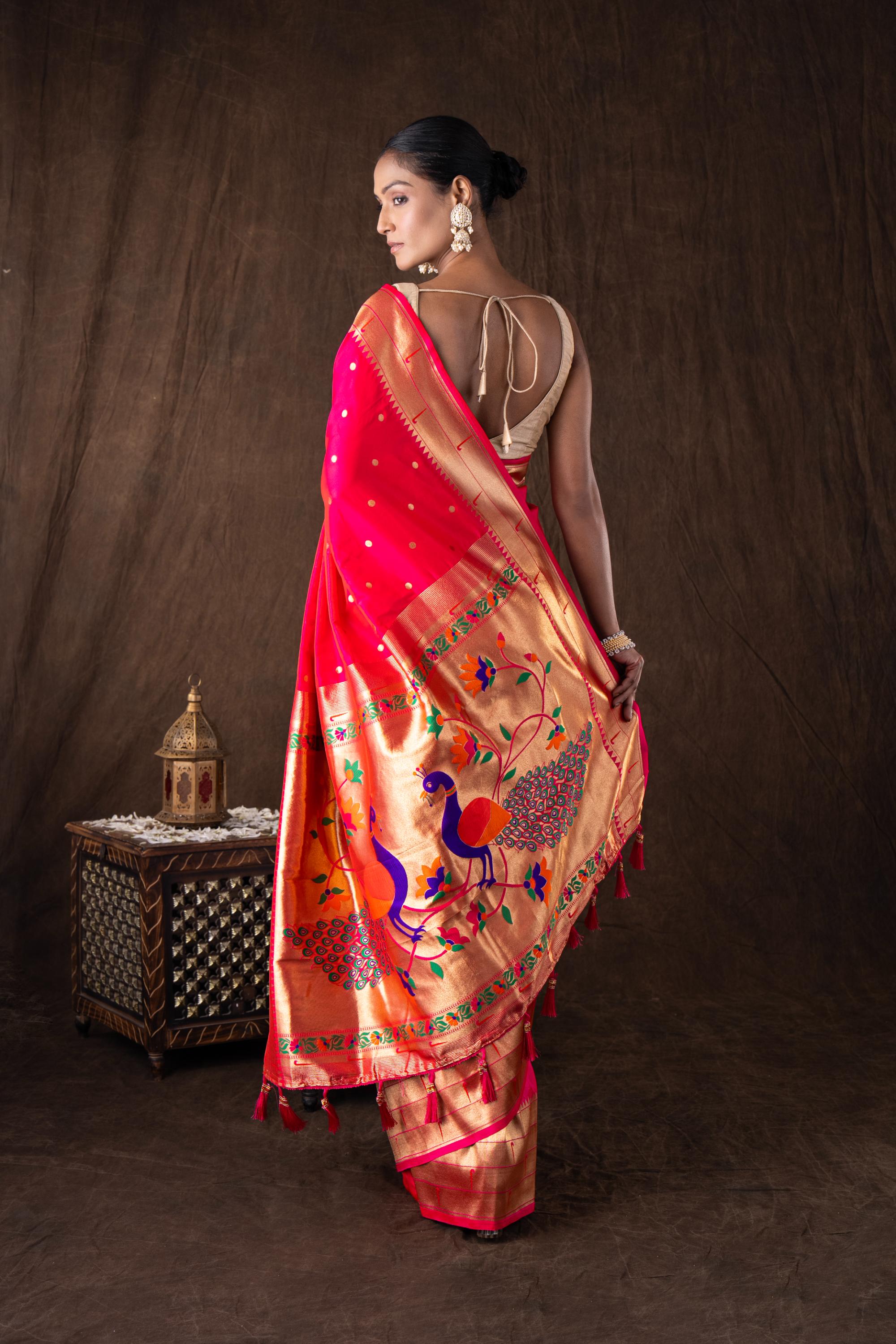Pink Pure Silk Banarasi Handloom Saree
