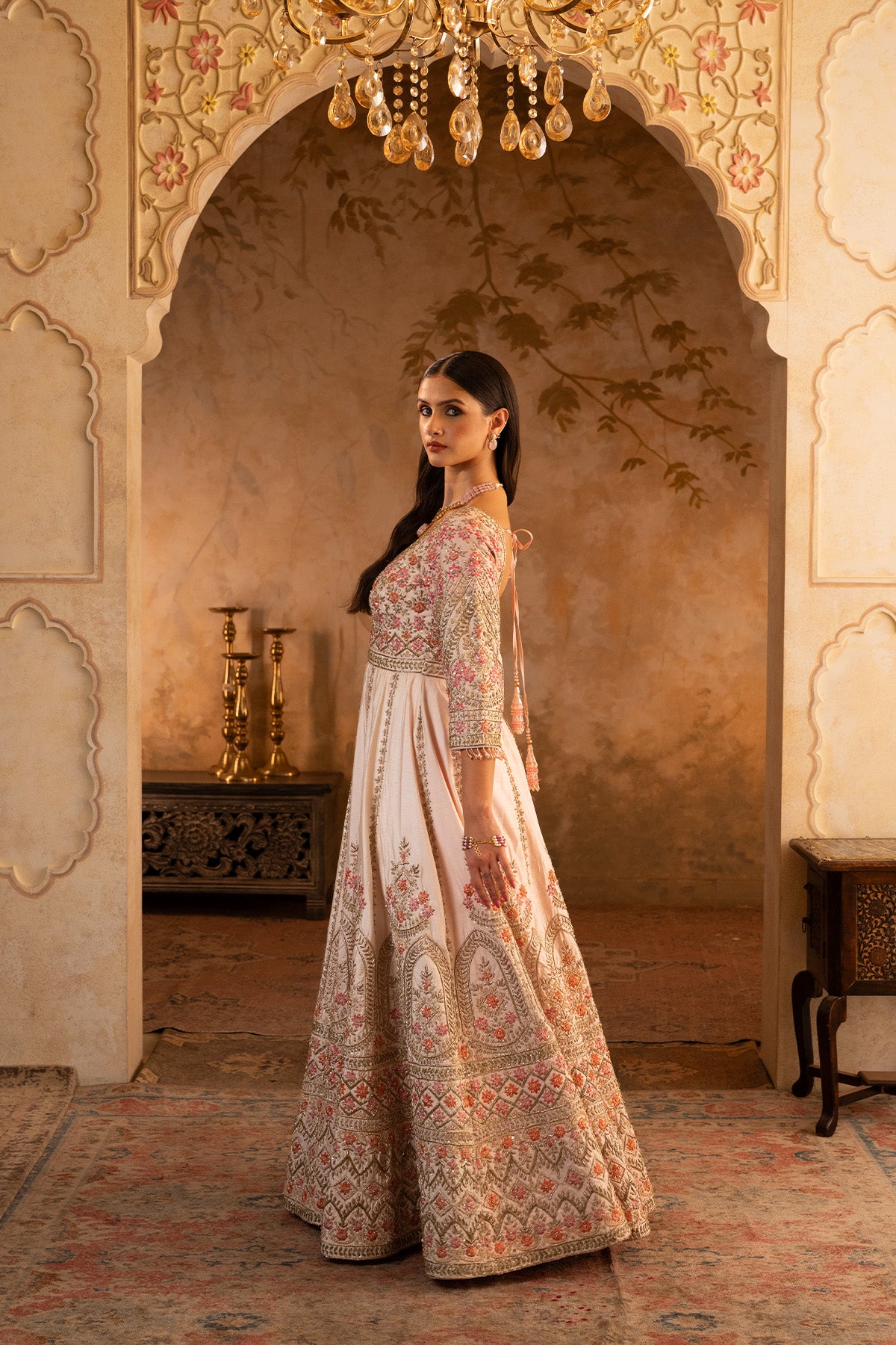 Blush Pink Raw Silk Anarkali Set