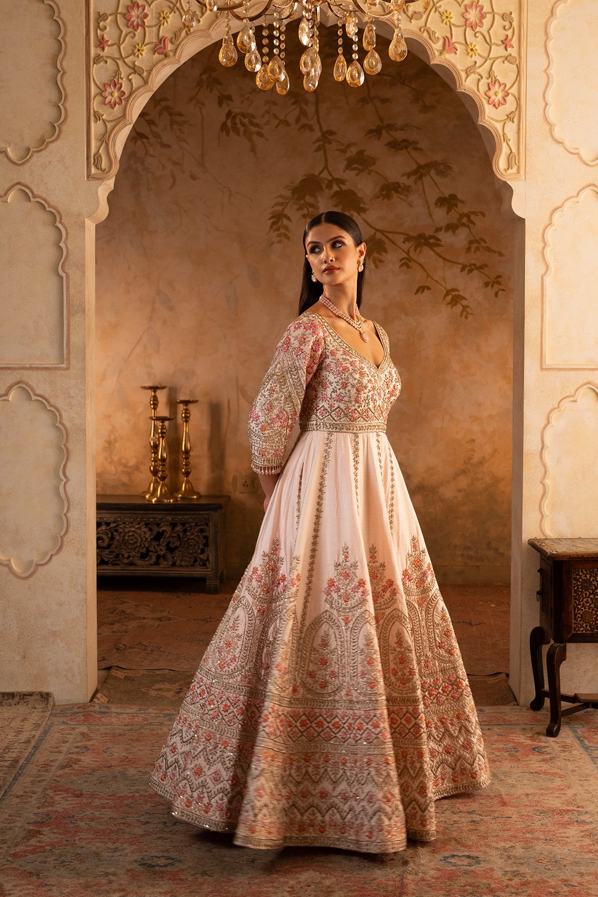 Blush Pink Raw Silk Anarkali Set
