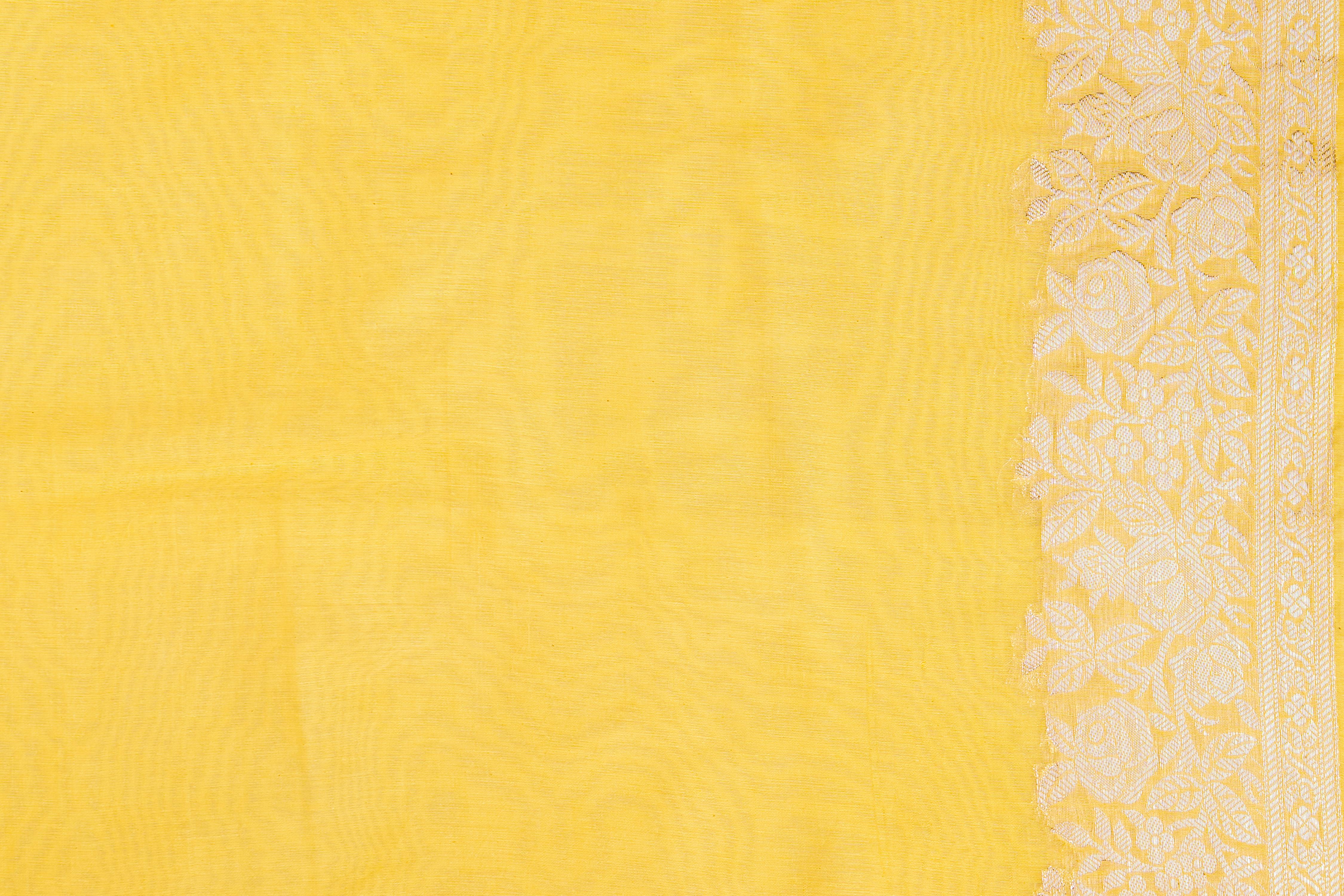 Lemon yellow Pure Monga Silk Banarasi Handloom Saree