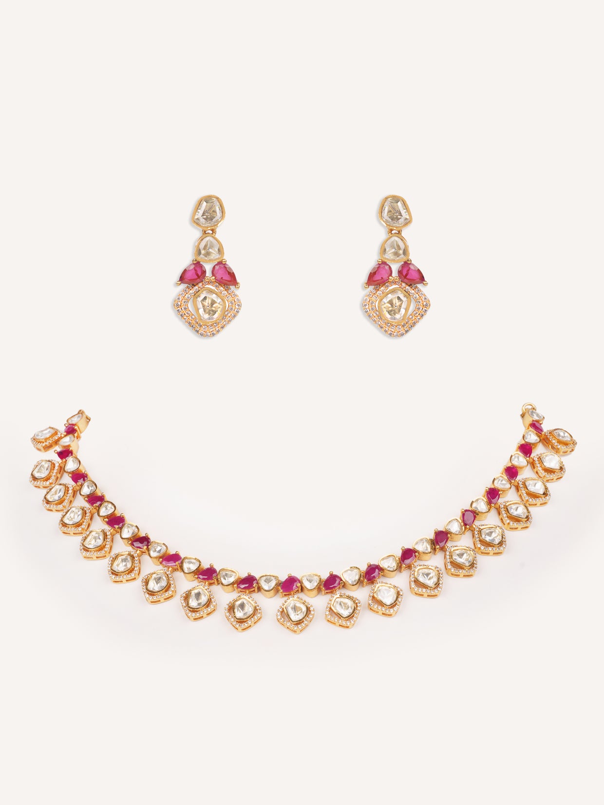 Elegant and classy moissanite necklace set with matching earrings