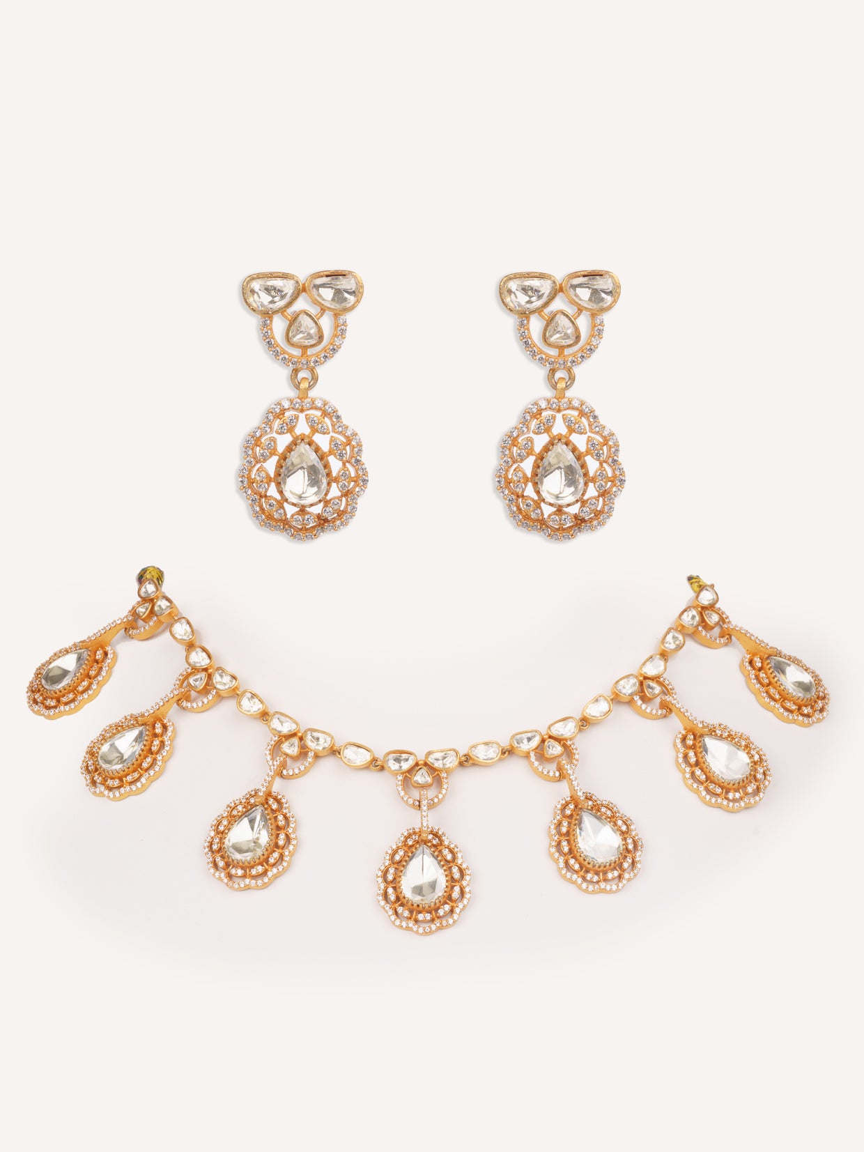 Elegant and classy moissanite necklace set with matching earrings
