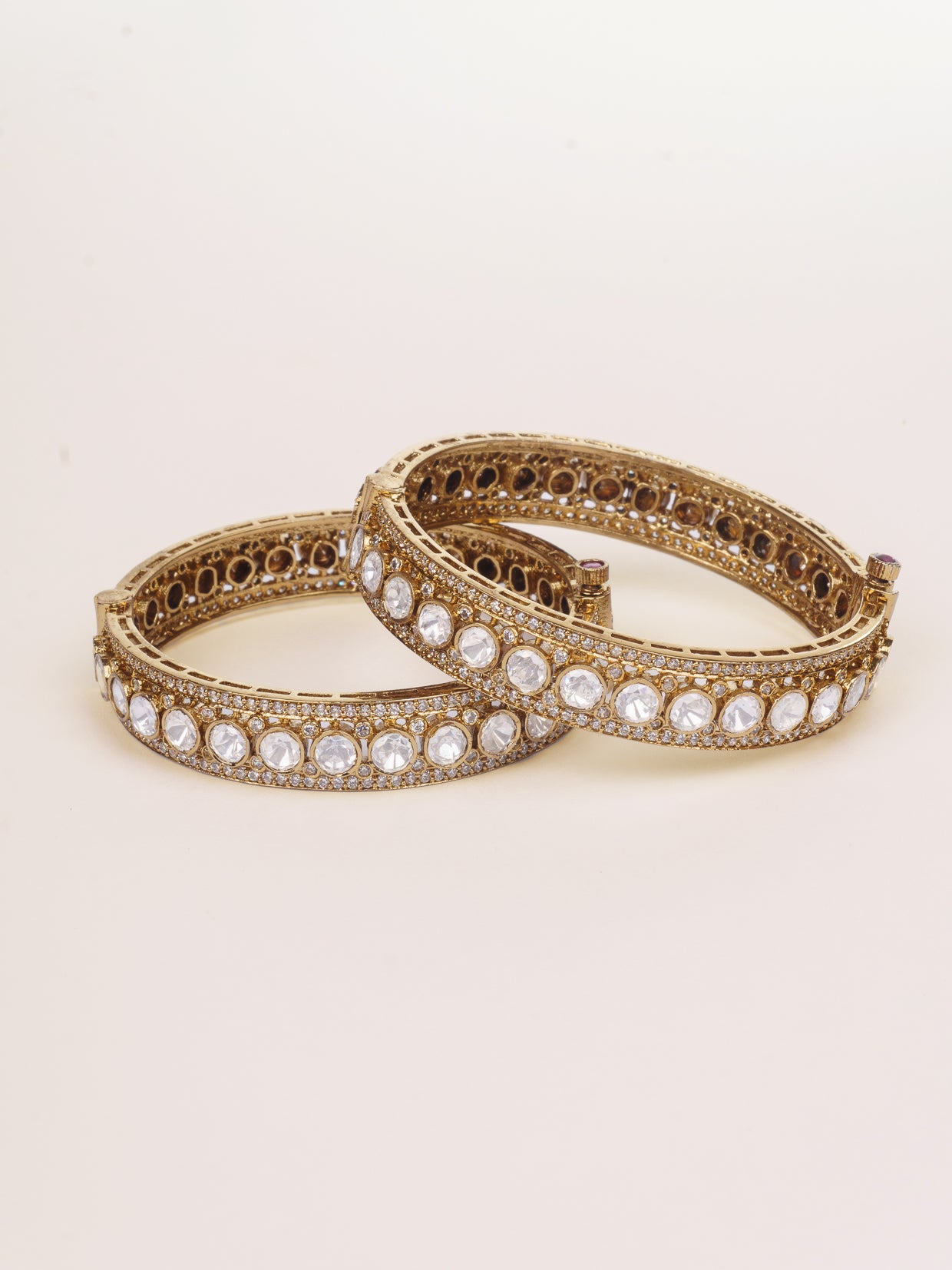 Pair of classic two tone kundan polki bangles