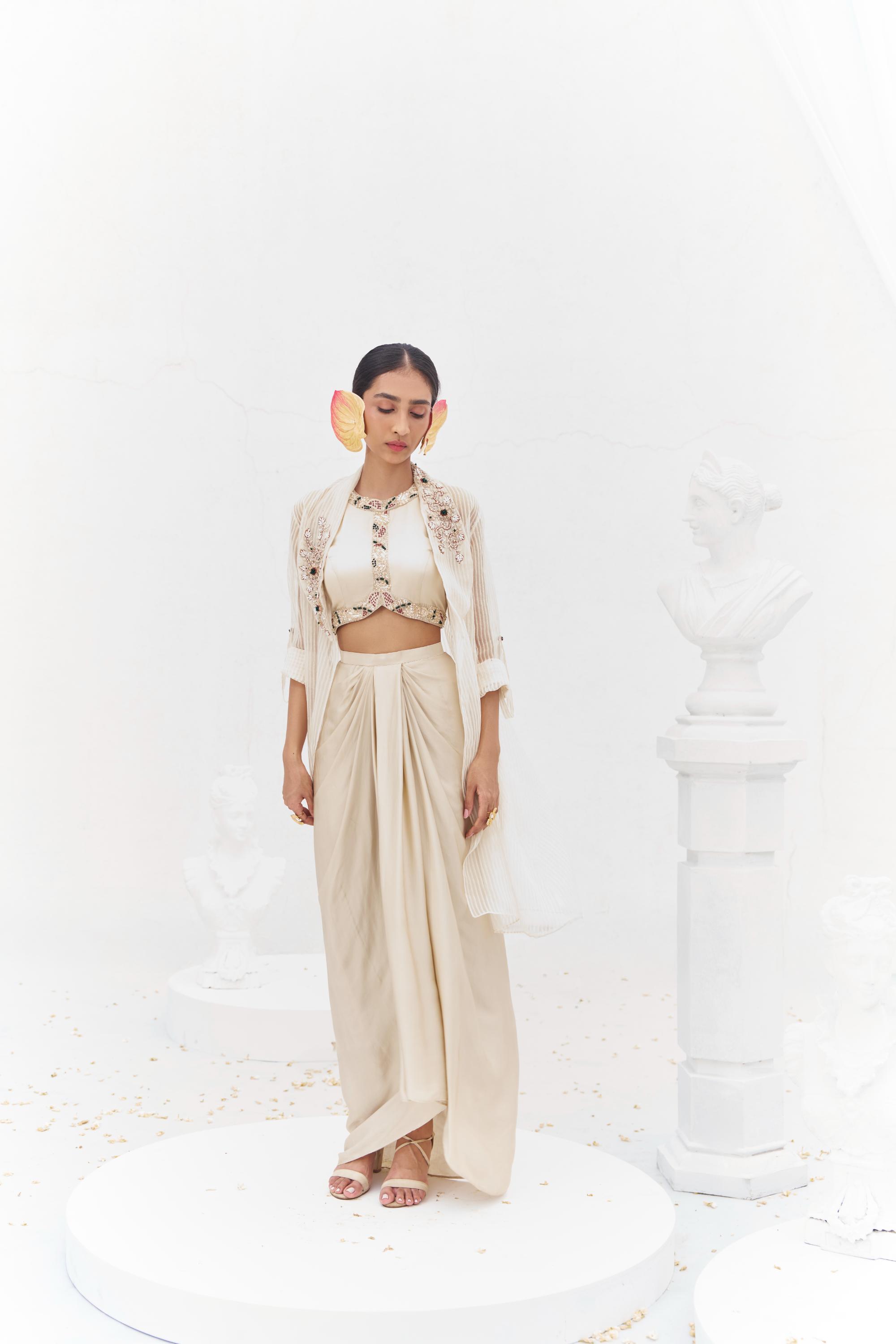 Haimavati- Draped skirt and cape set