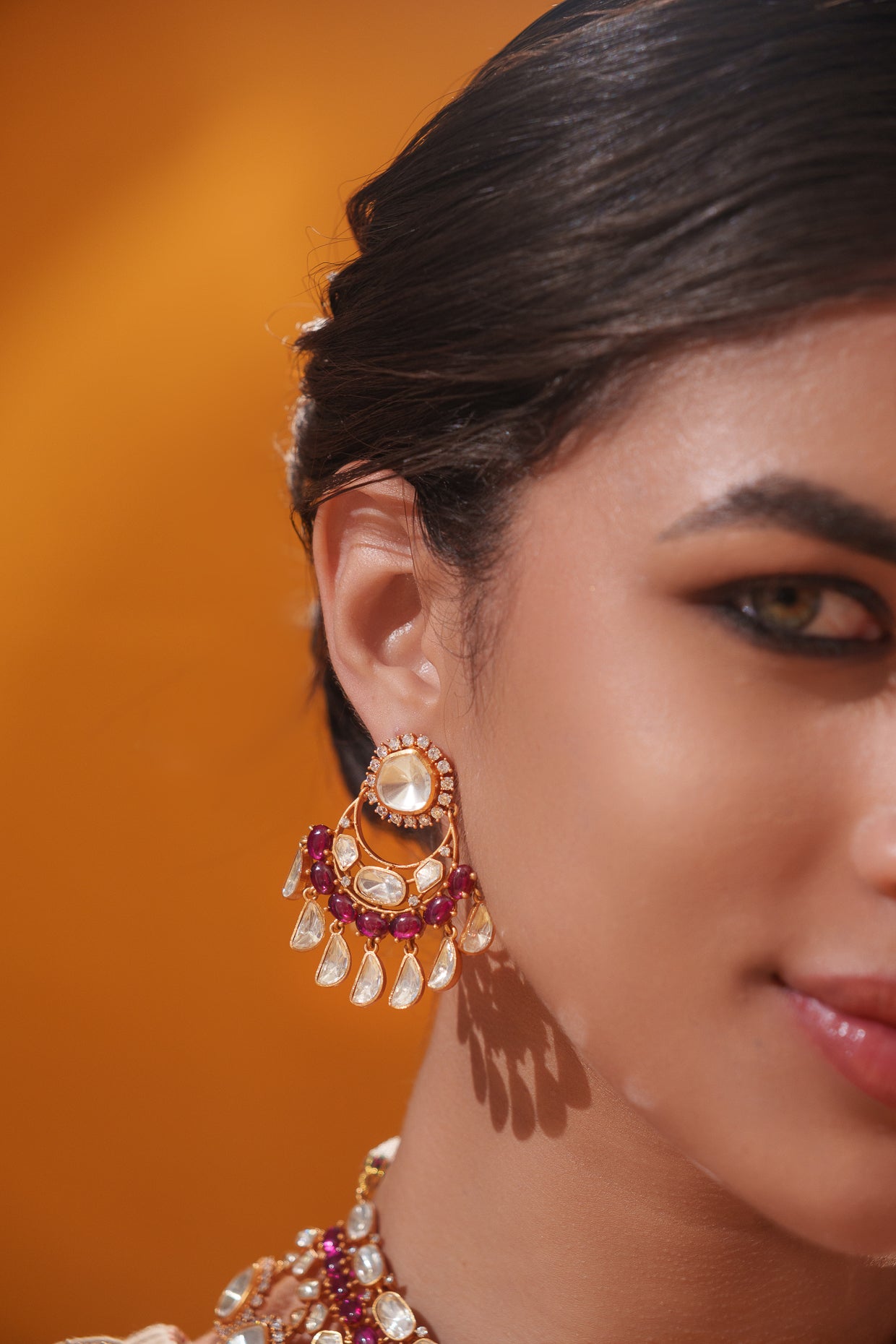 Bold and dramatic moissanite necklace set with earrings
