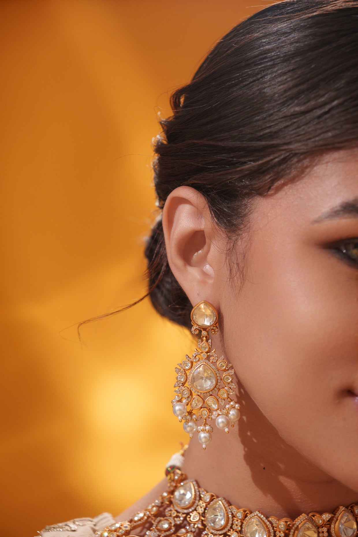 Bold and dramatic moissanite necklace set with matching earrings