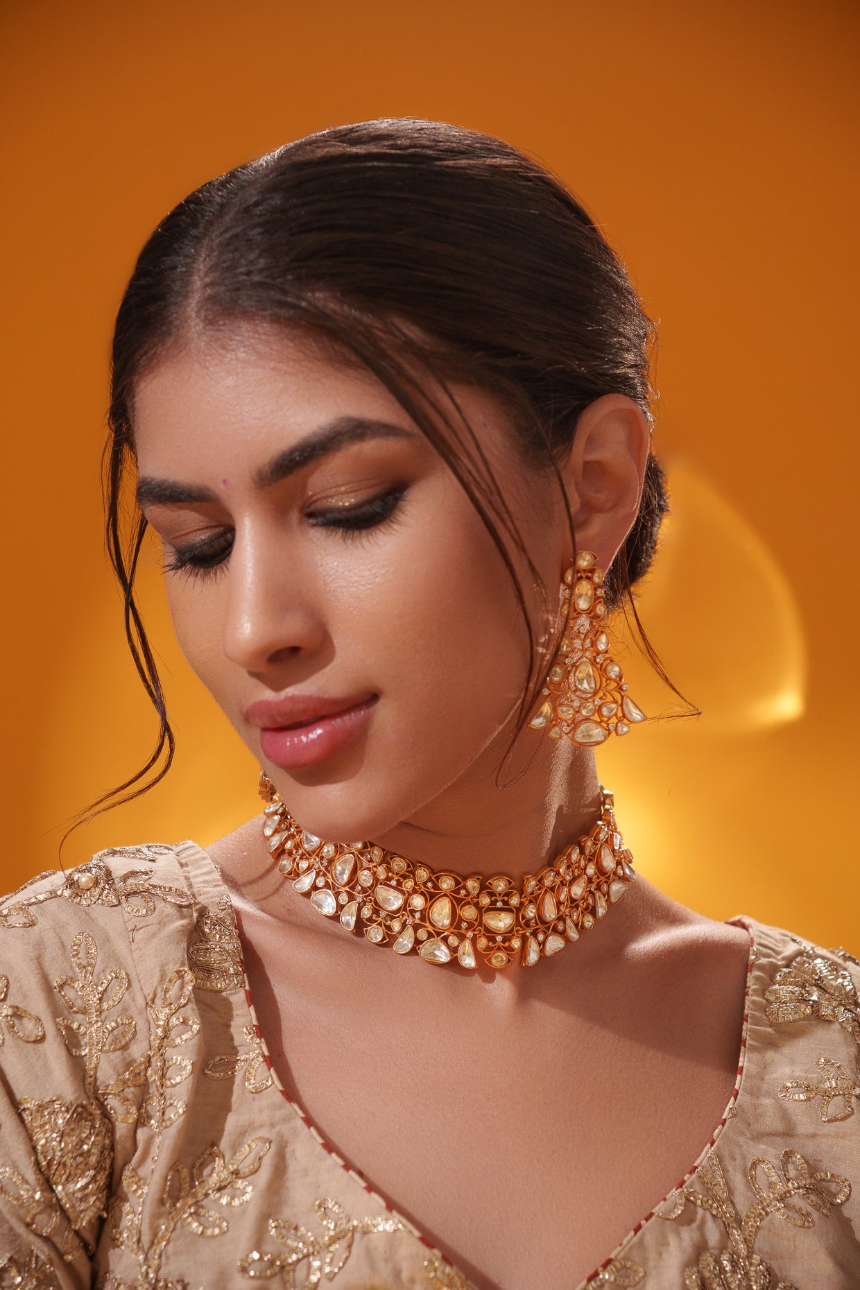 Dramatic and stylish moissanite set with matching earrings