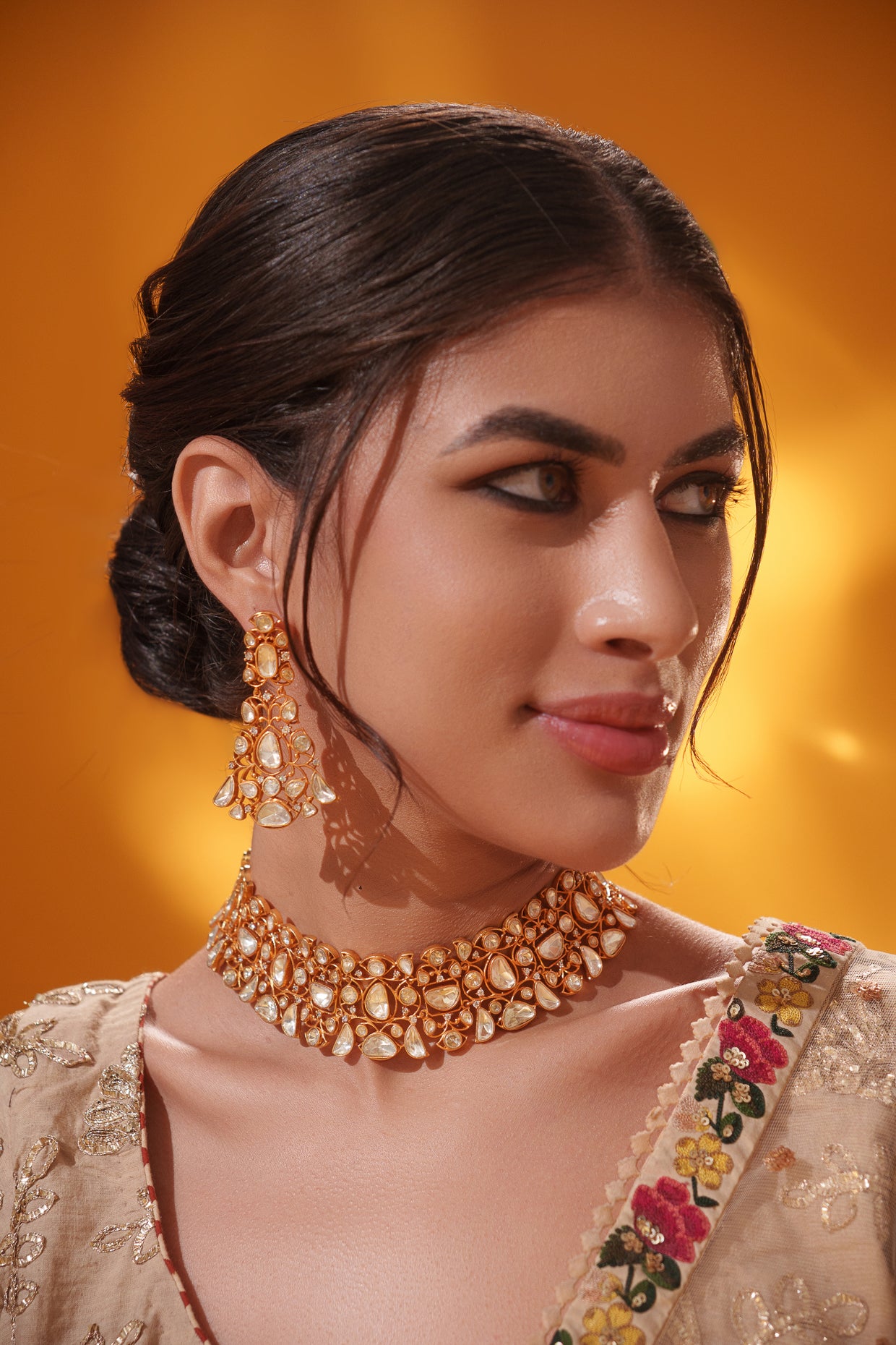 Dramatic and stylish moissanite set with matching earrings