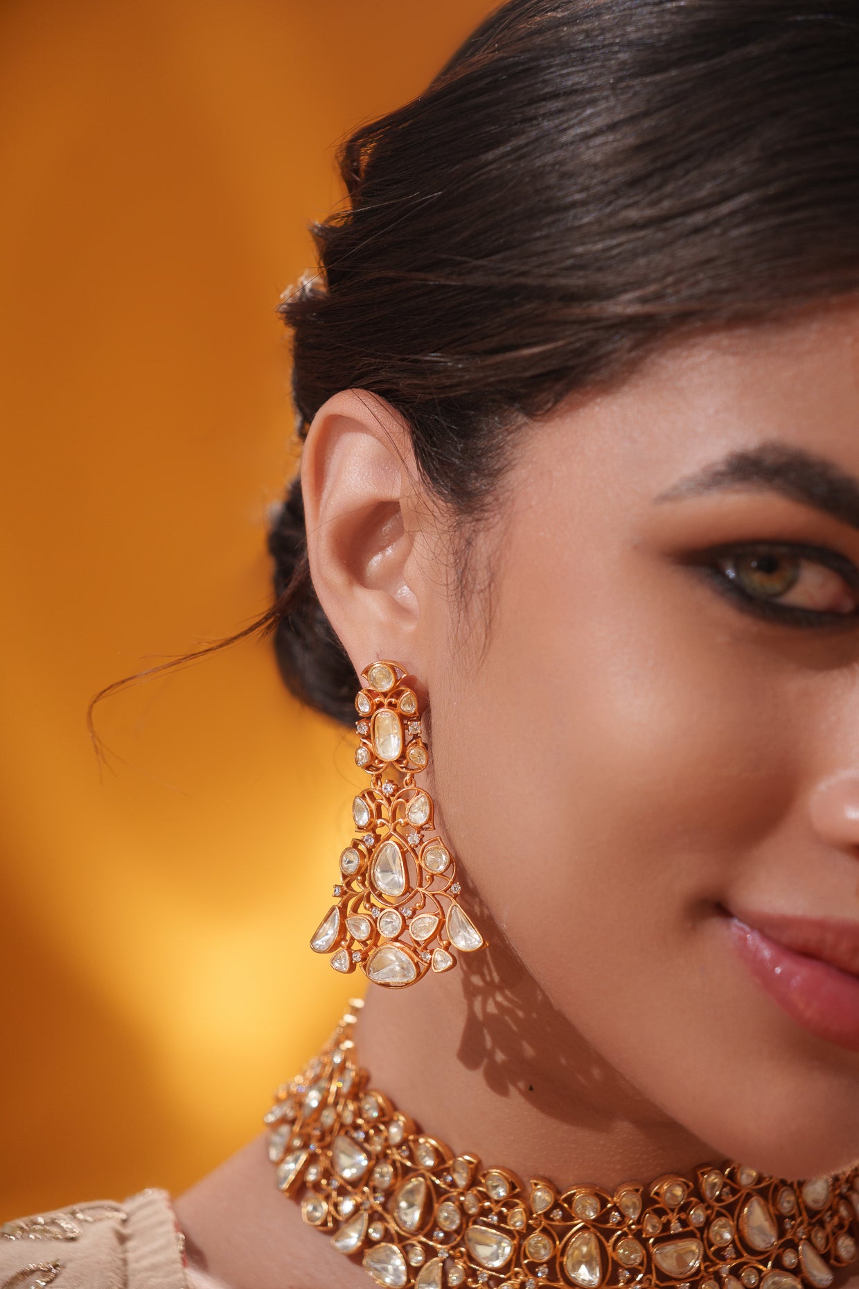 Dramatic and stylish moissanite set with matching earrings