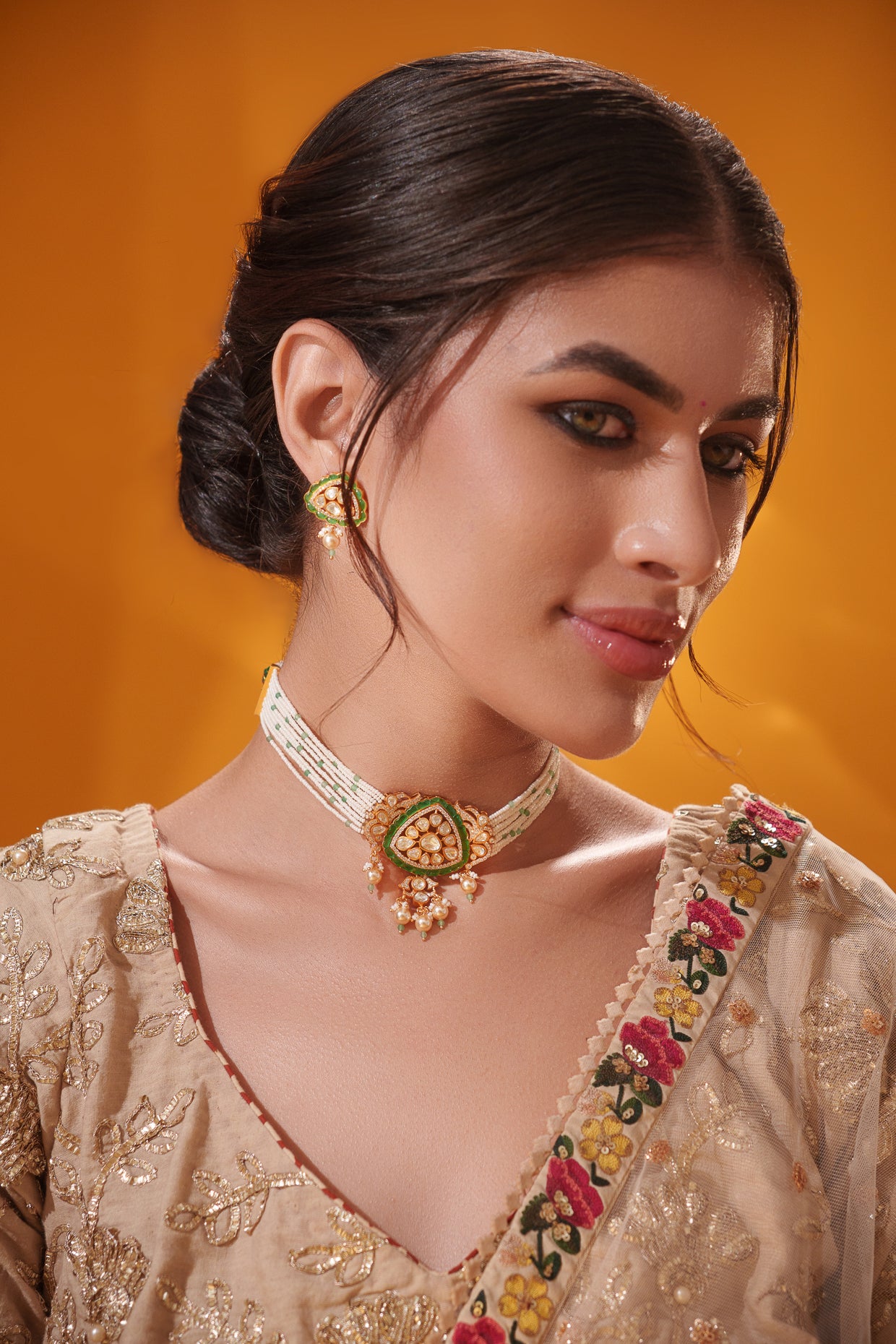 Elegant and stylish moissanite choker with matching earrings