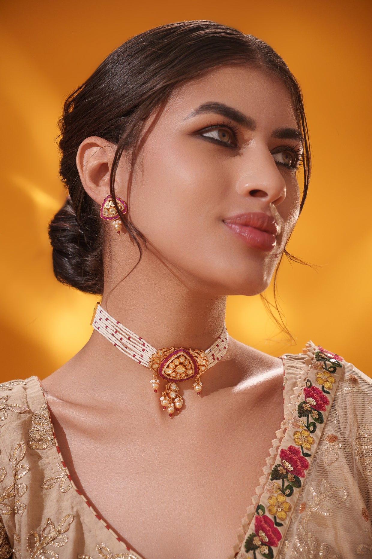 Elegant and stylish moissanite choker with matching earrings