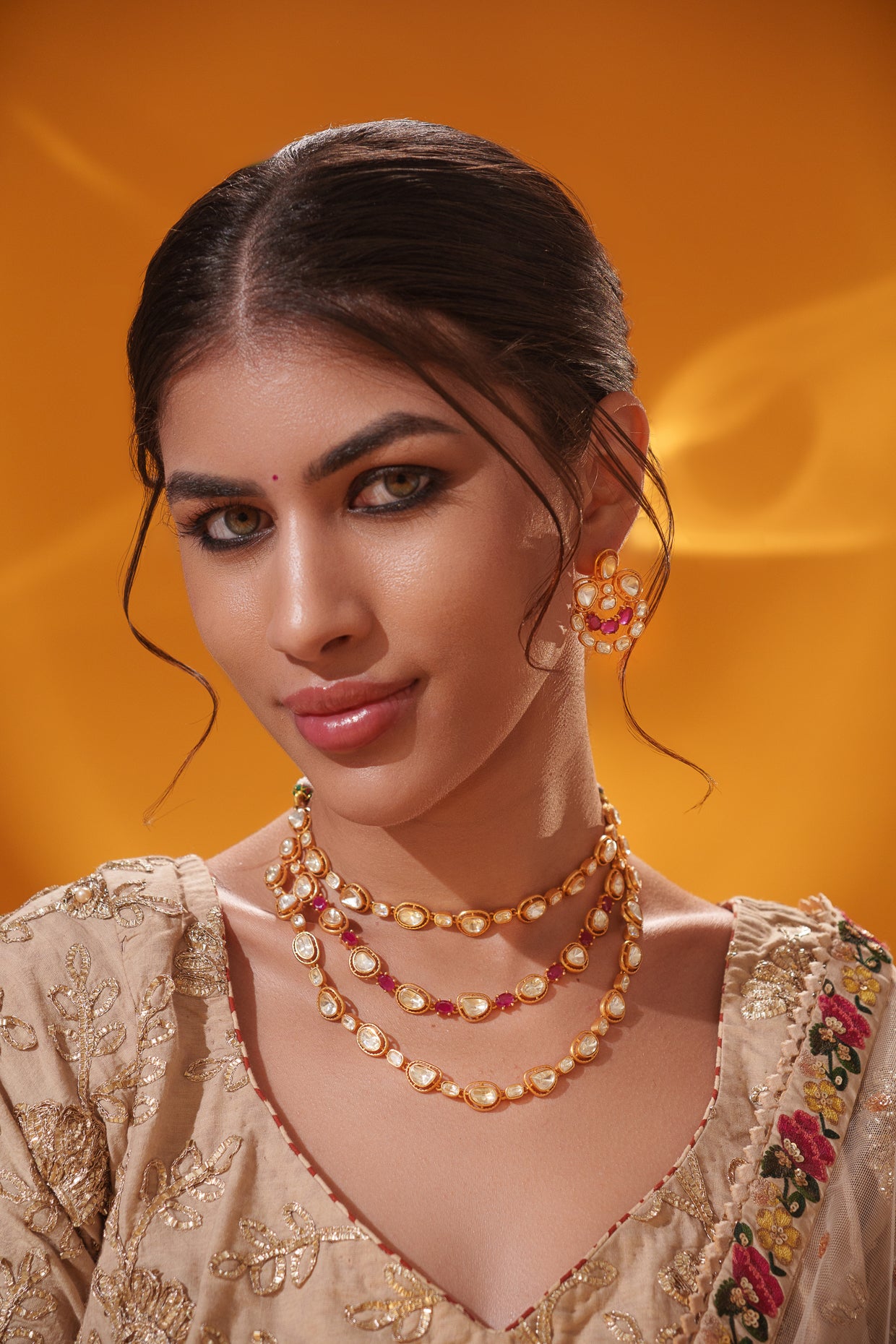 Bold and dramatic moissanite long necklace set with matching earrings