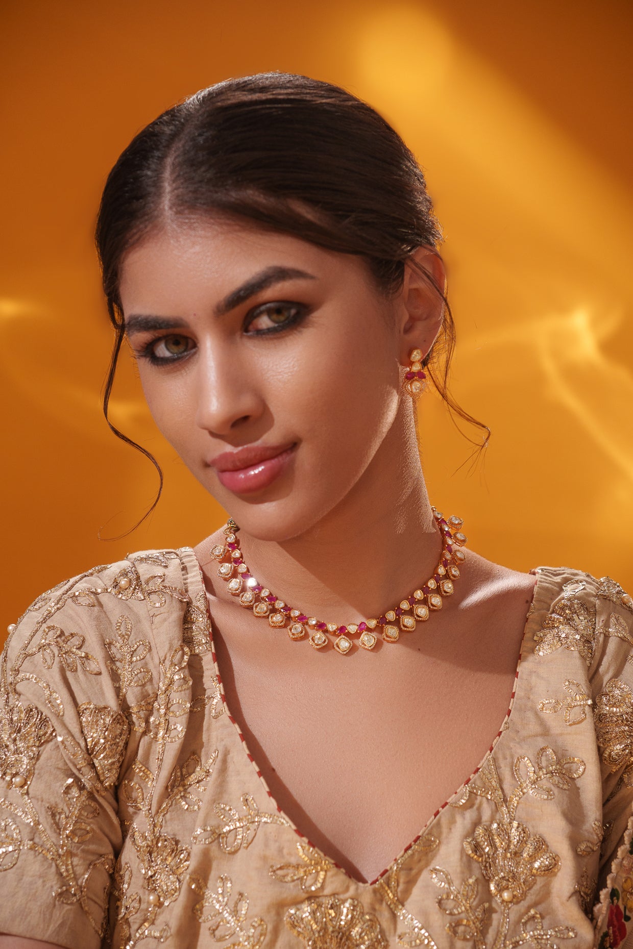 Elegant and classy moissanite necklace set with matching earrings