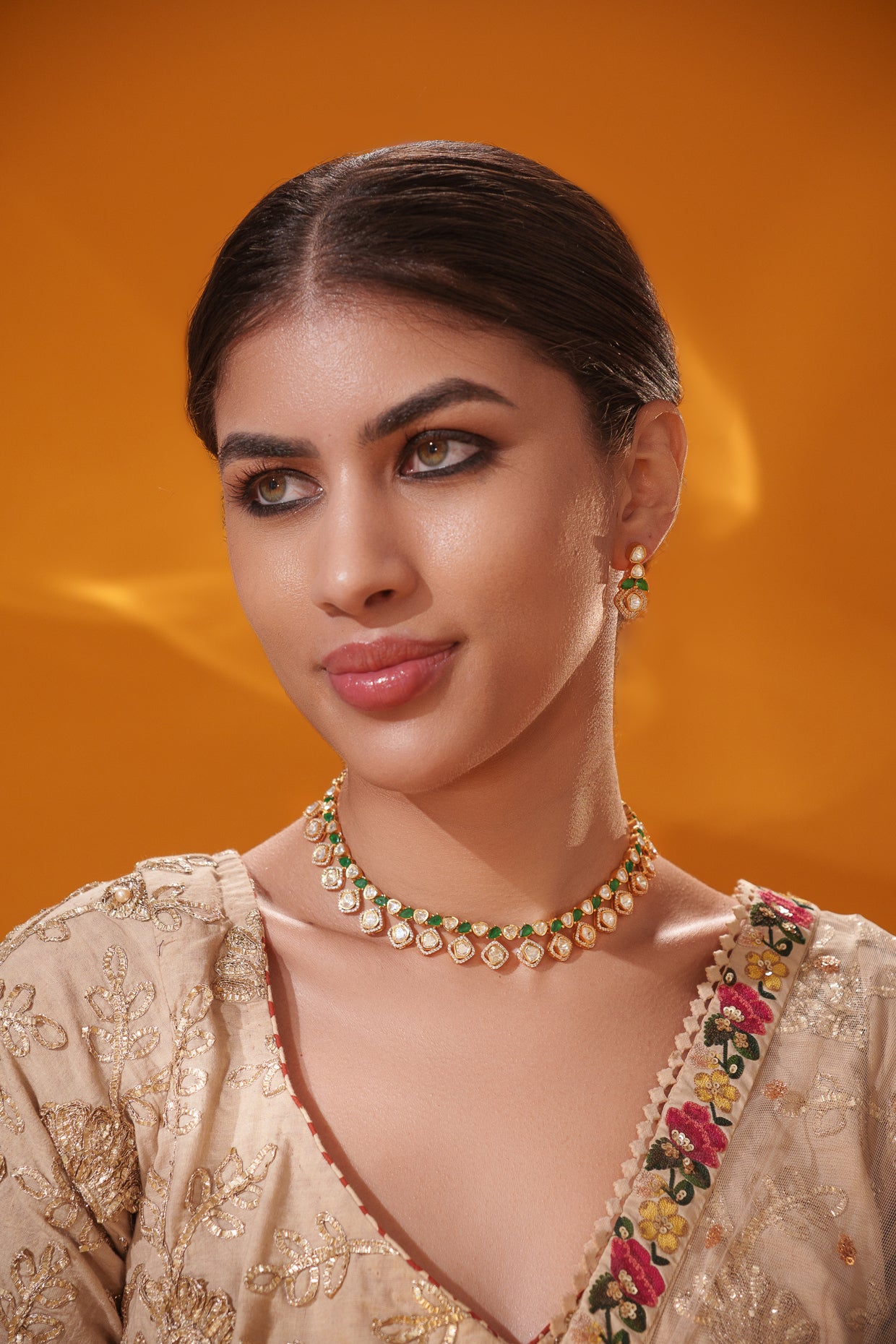 Elegant and classy moissanite necklace set with matching earrings