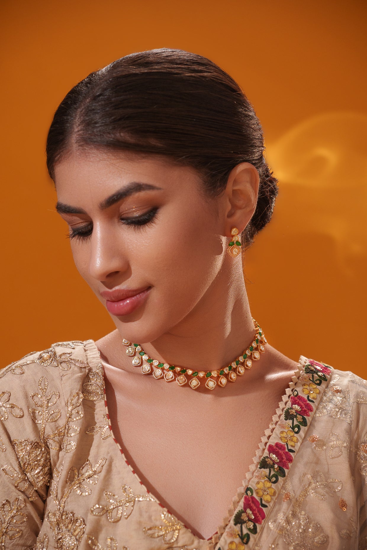 Elegant and classy moissanite necklace set with matching earrings