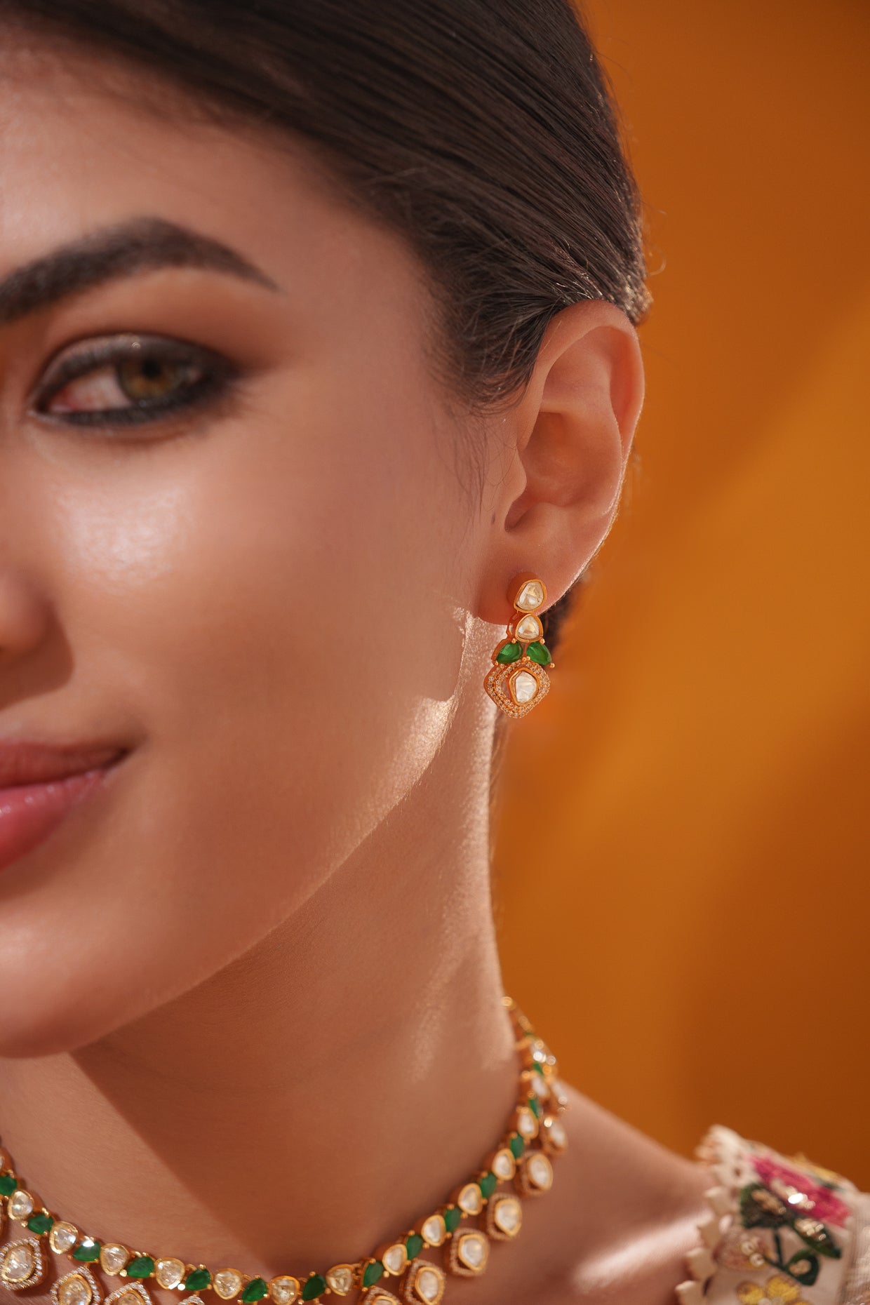 Elegant and classy moissanite necklace set with matching earrings