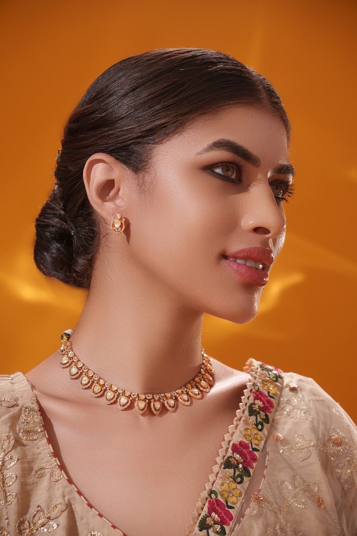 Dramatic and stylish moissanite set with matching earrings