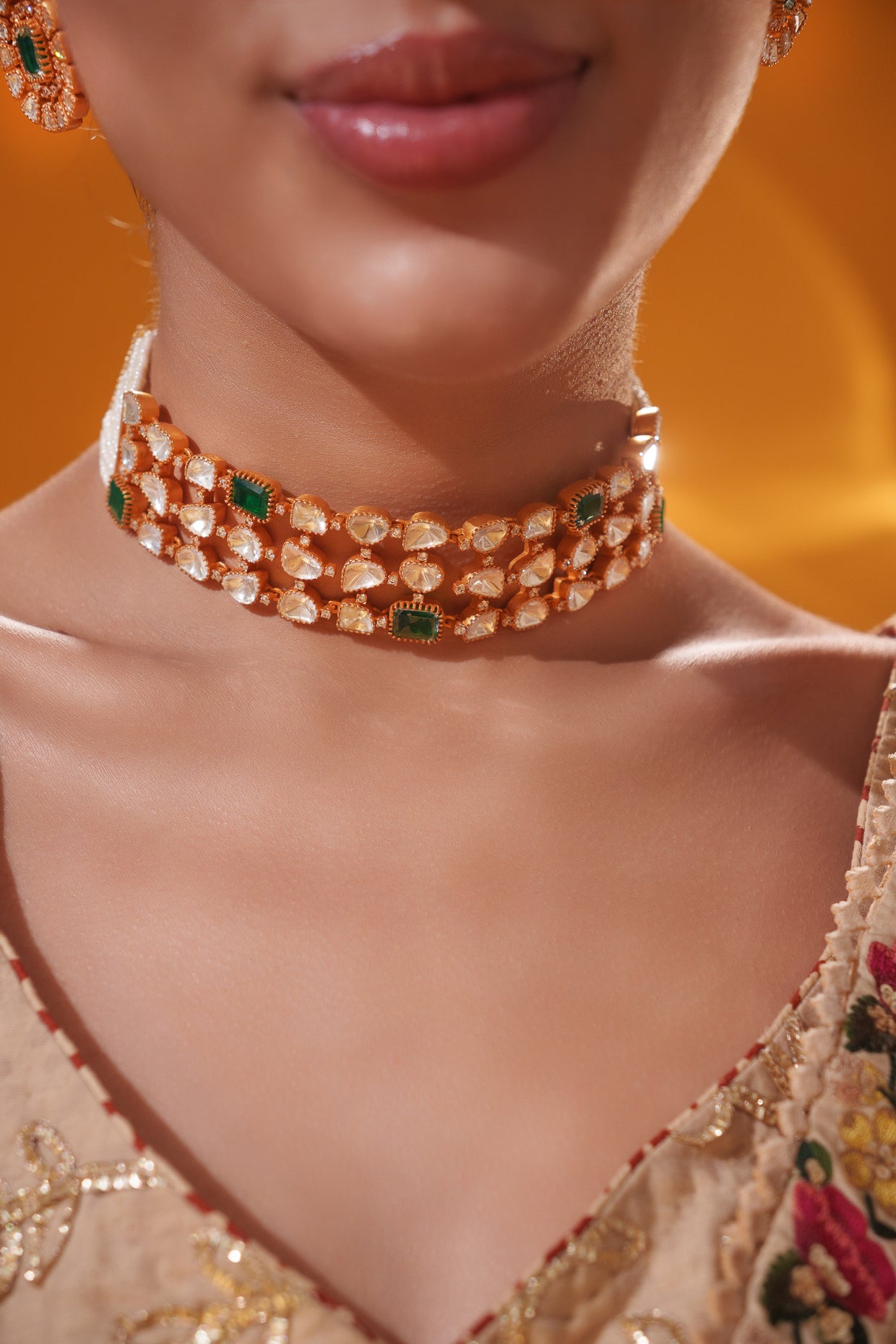 Elegant and stylish moissanite choker with matching earrings