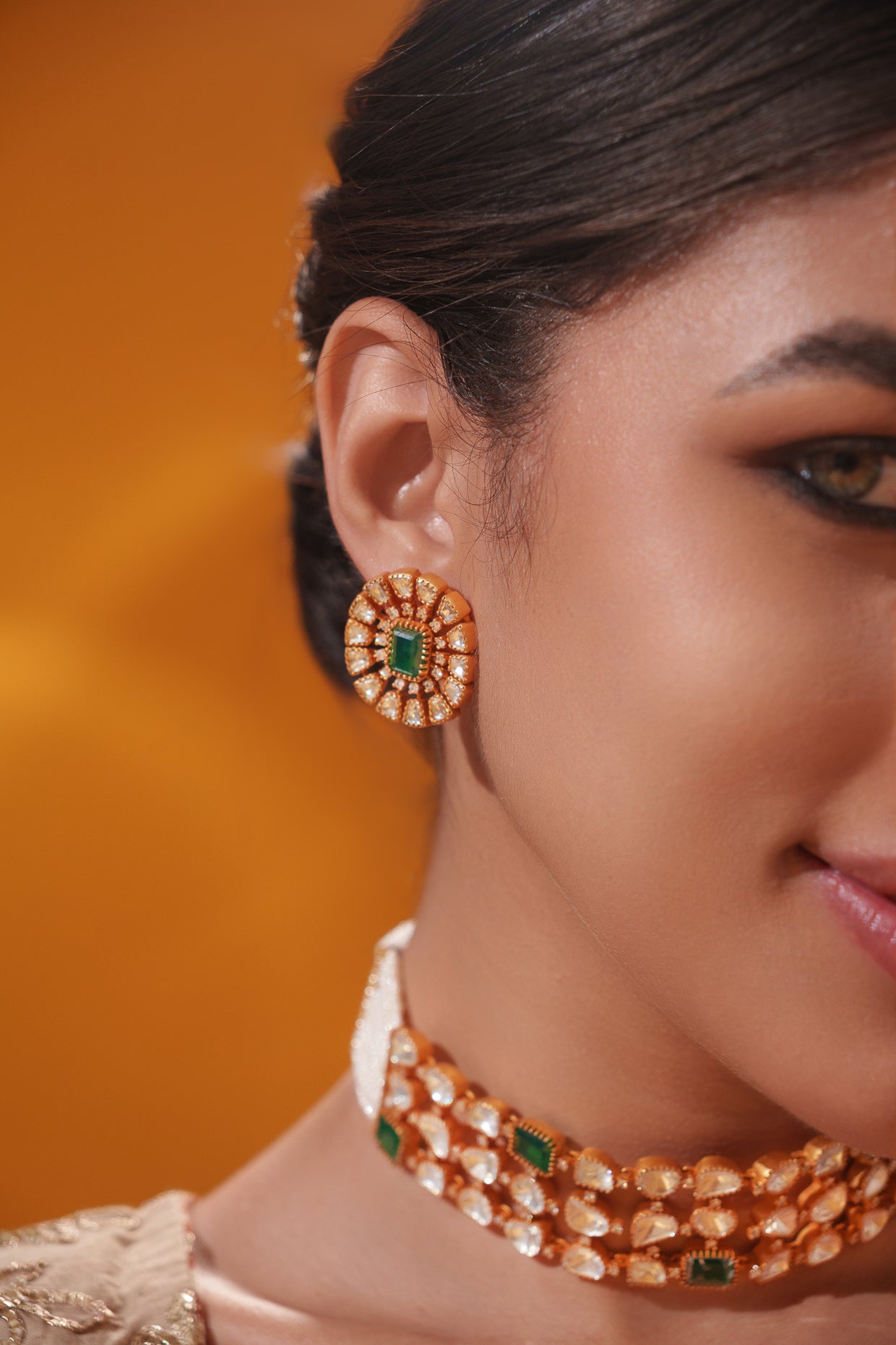 Elegant and stylish moissanite choker with matching earrings