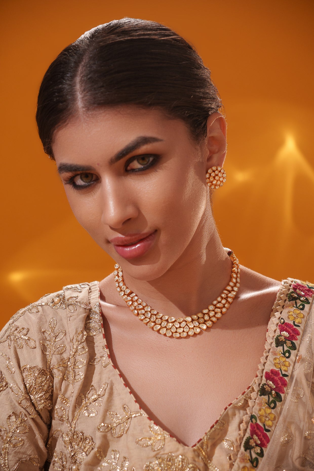 Elegant and classic moissanite necklace set with studs