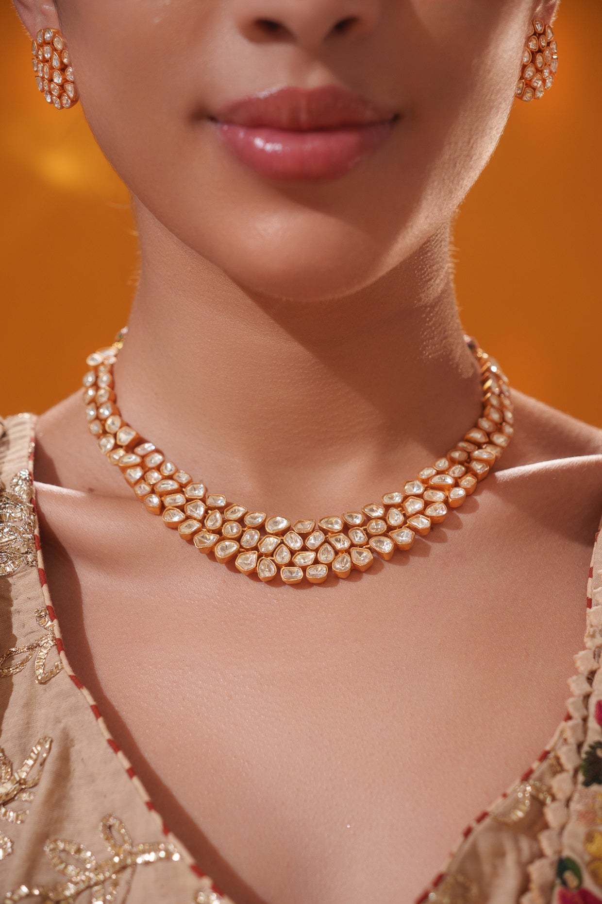 Elegant and classic moissanite necklace set with studs