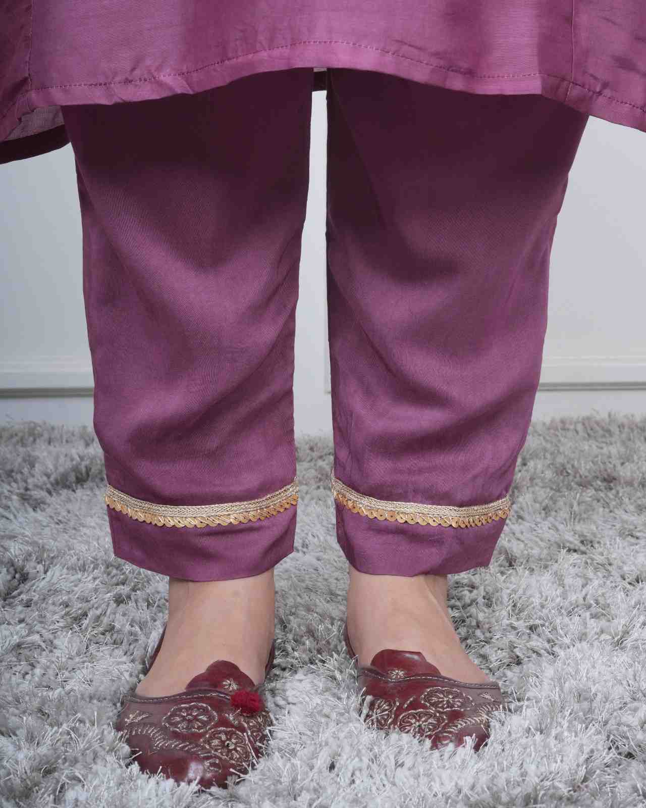 MAGENTA KALI KURTA SET WITH FIDA DUPATTA