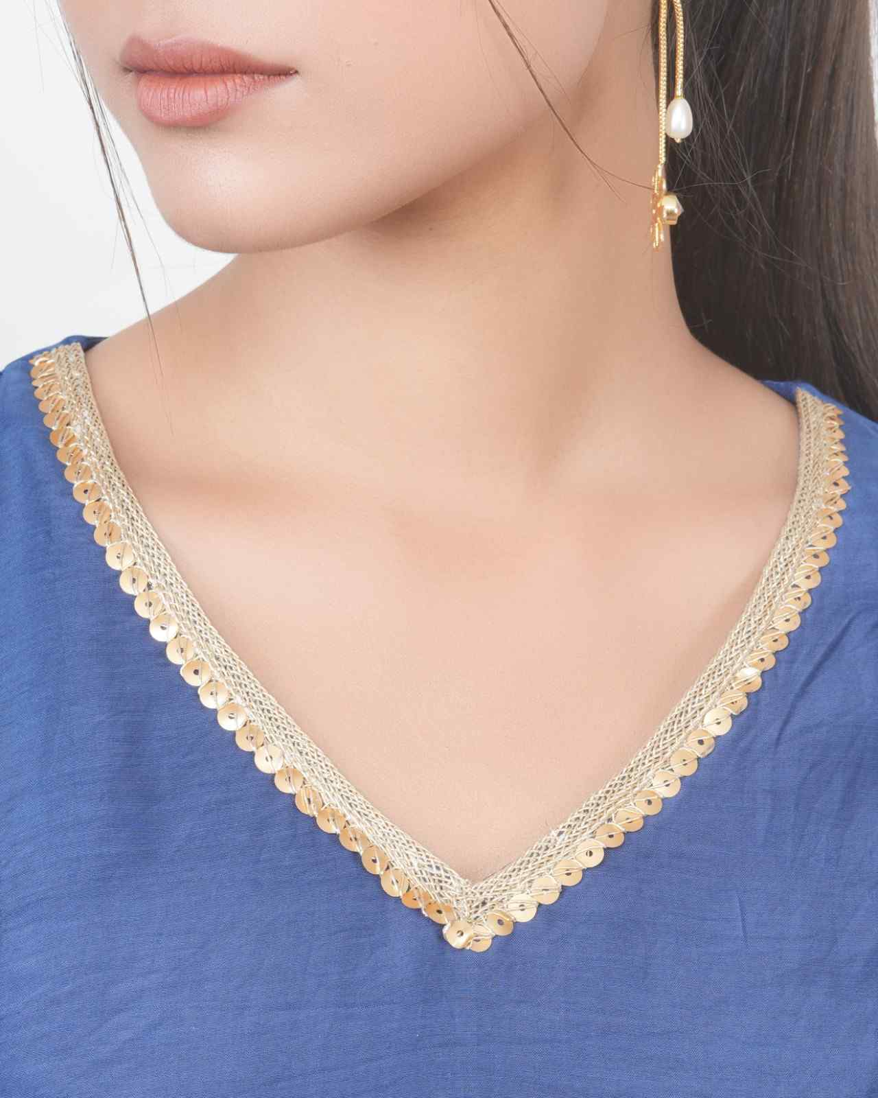 NAVY KALI KURTA SET WITH FIDA DUPATTA