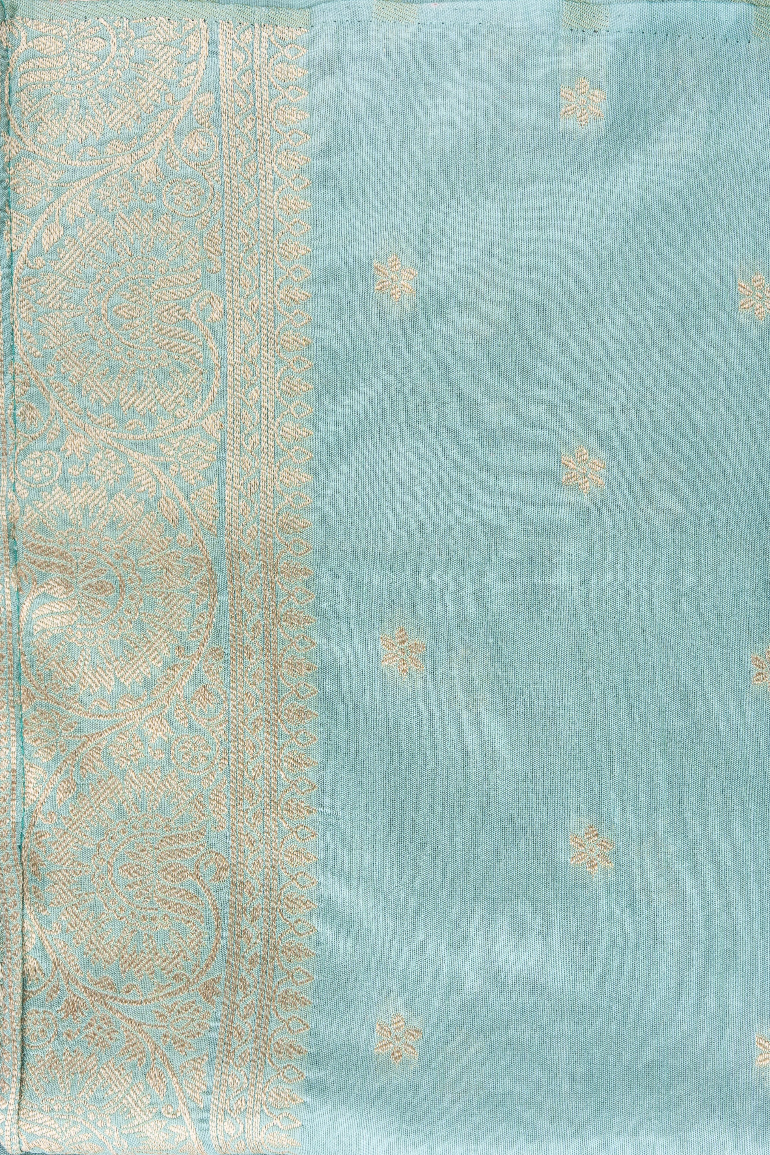 Sky Blue Pure Katan Silk Banarasi Handloom Saree