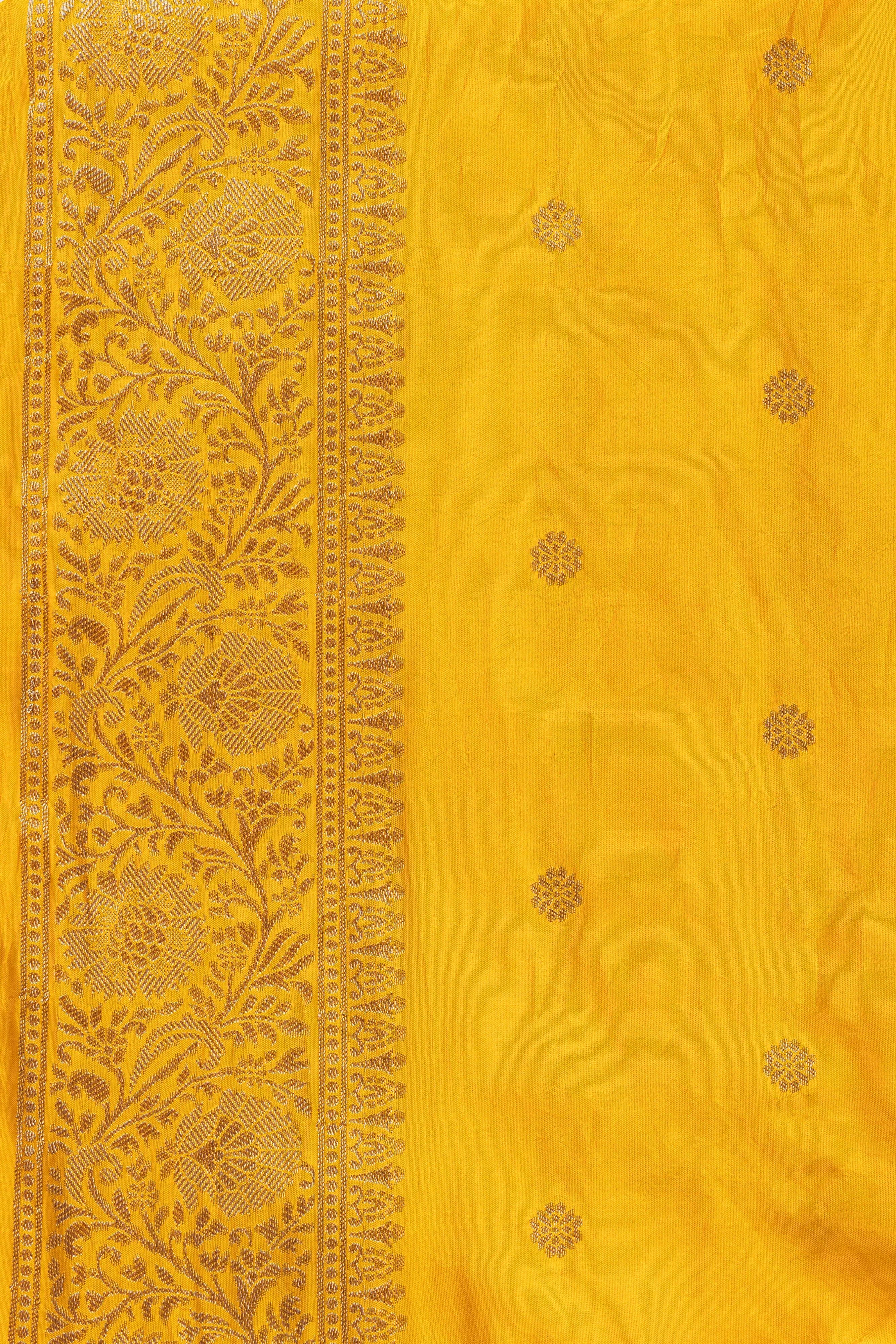 Mustard Yellow Pure Katan Silk Banarasi Handloom Saree