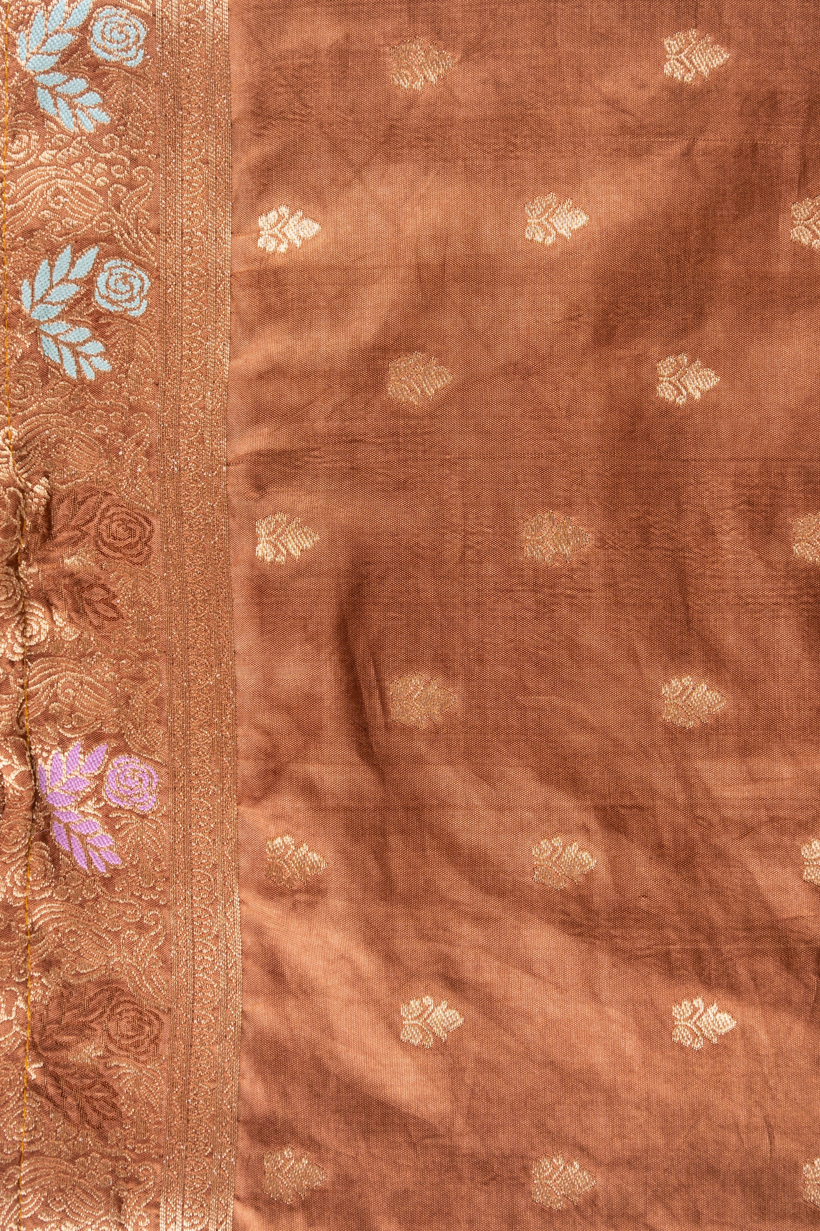 Coffee Brown Pure Katan Silk Banarasi Handloom Saree