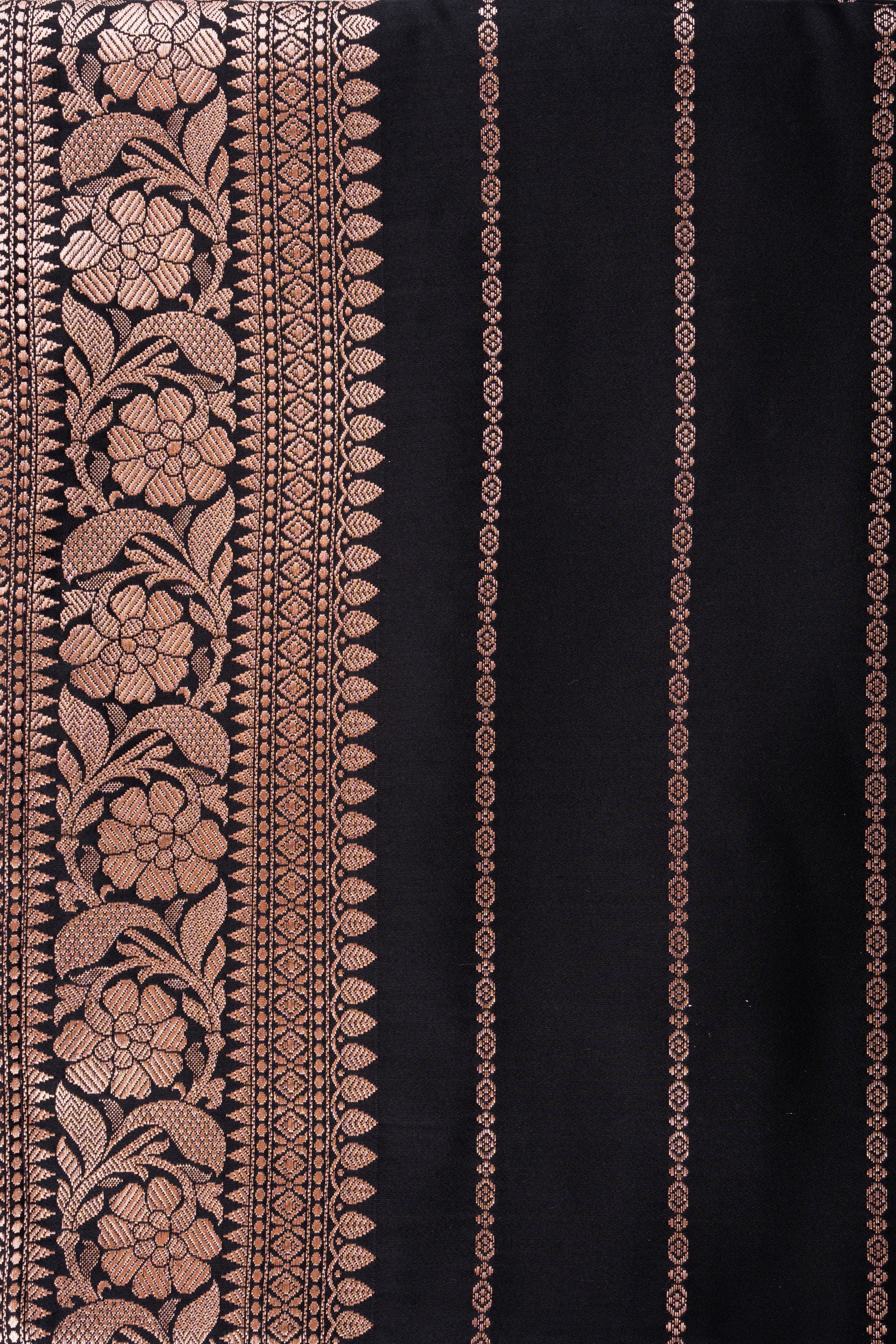Black Pure Katan Satin Silk Banarasi Handloom Saree