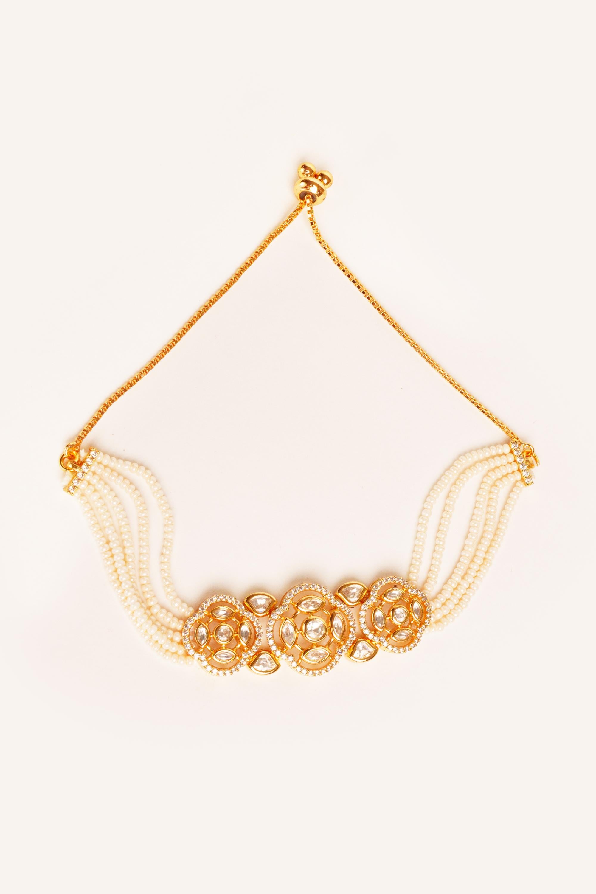 Classy and stylish kundan bracelet with navratan stones