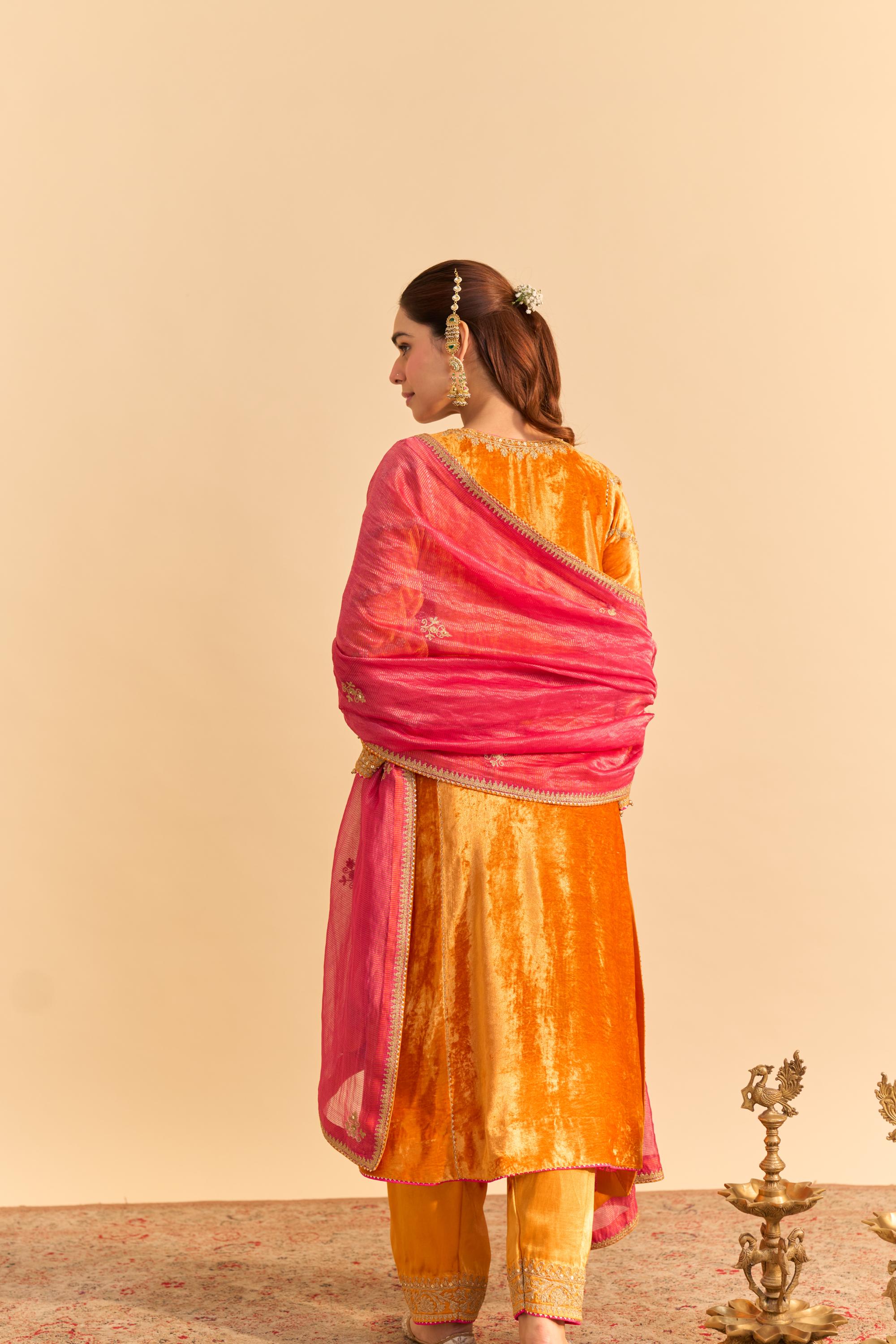 Azmiya - Orange Chauga with Salwar with Dupatta