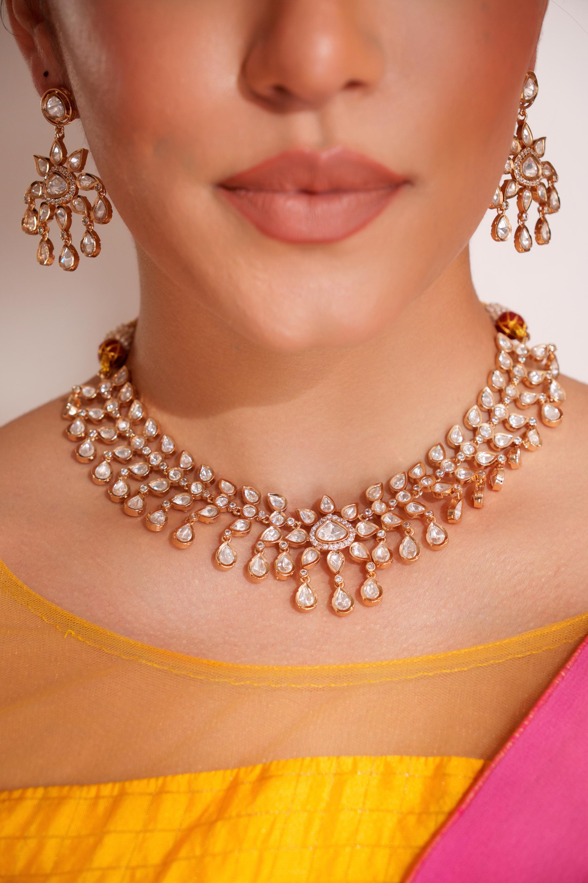 Classy kundan choker set with elegant pair of earrings