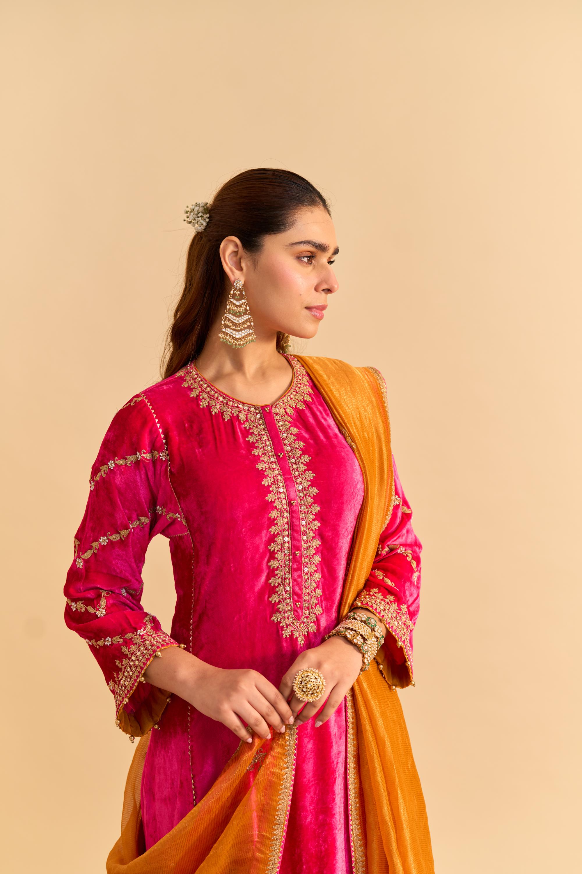 Azmiya - Hotpink Chauga with Salwar and Dupatta