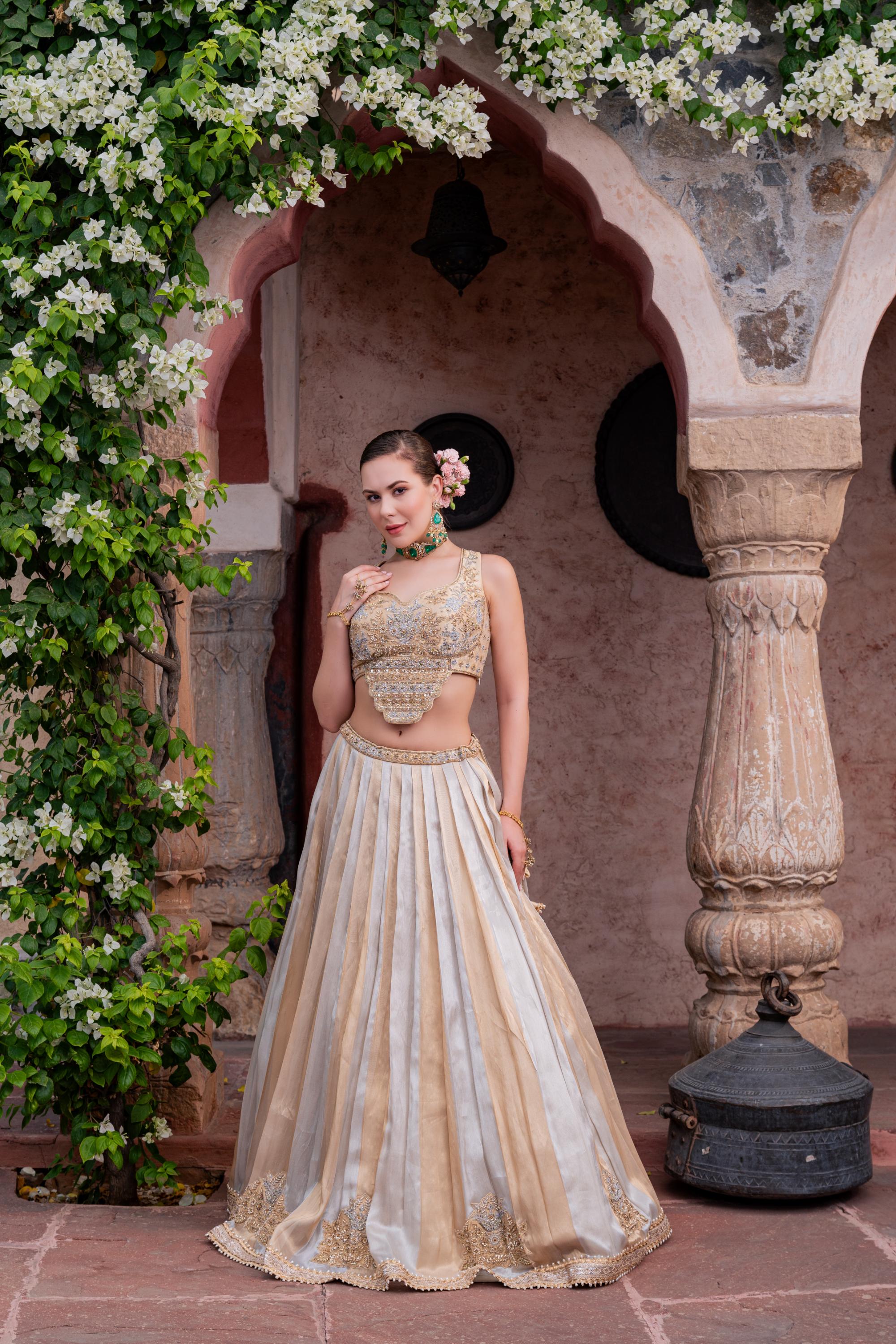Sunehri Ivory Gold Lehenga Set