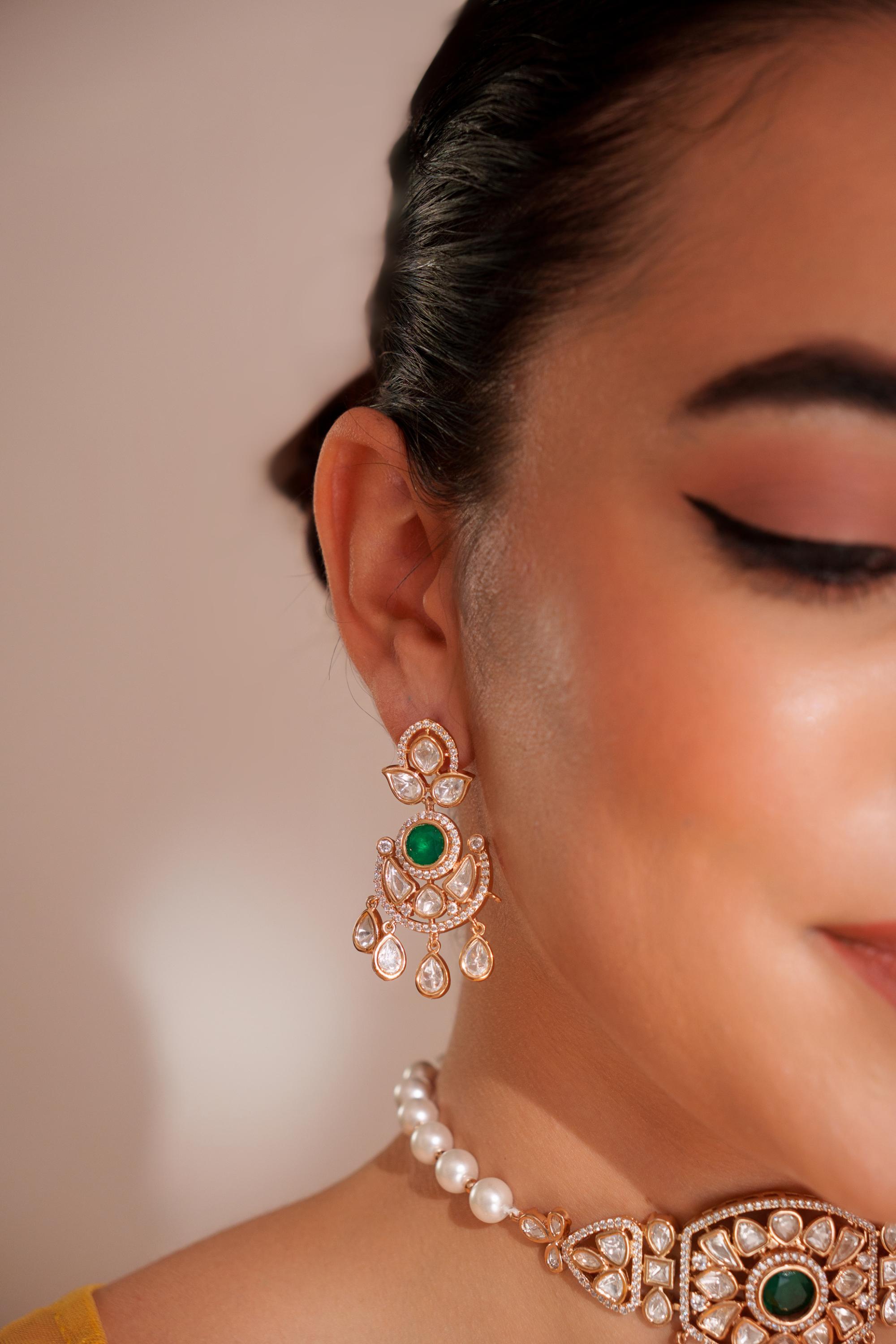 Classy kundan choker set with elegant pair of earrings