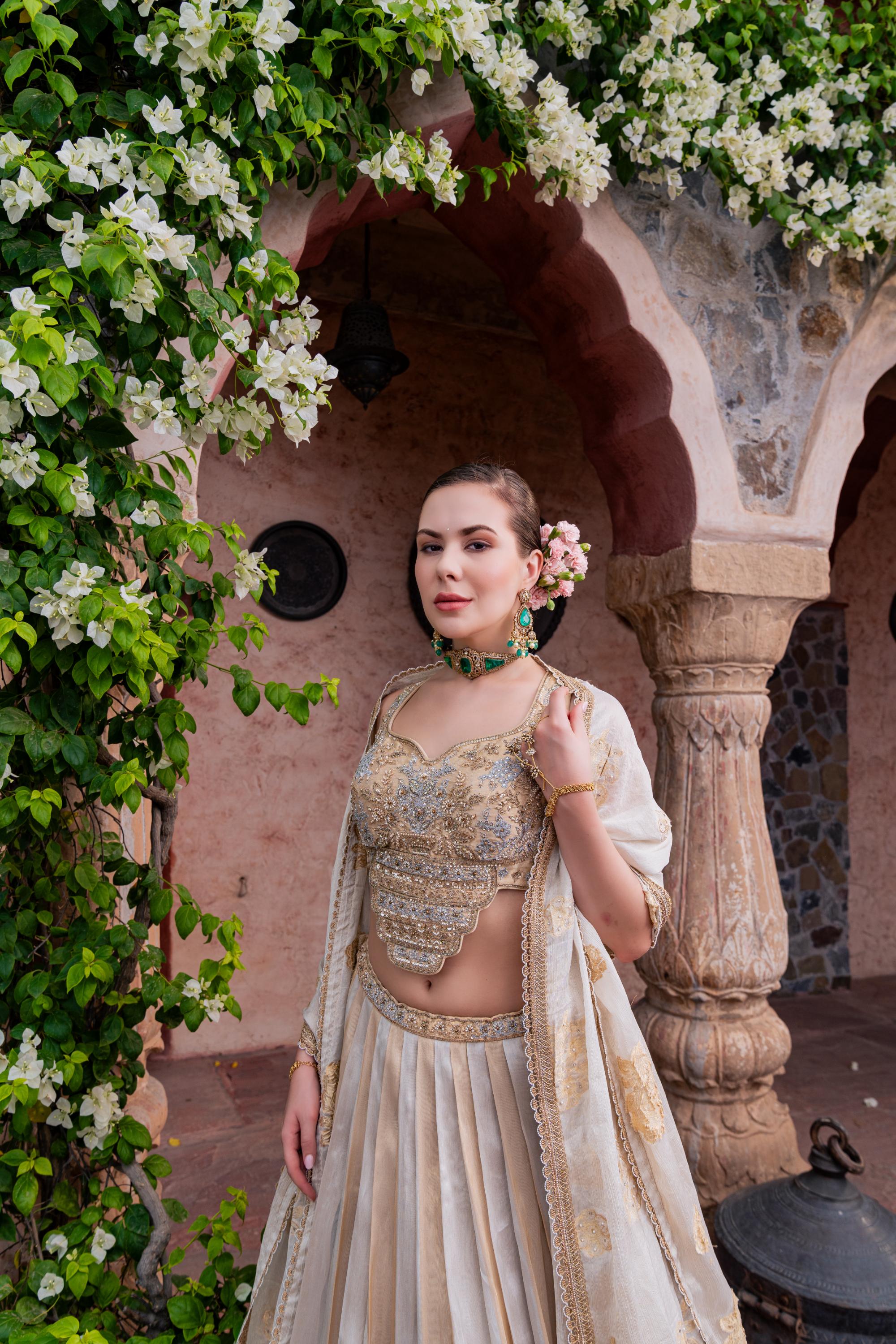 Sunehri Ivory Gold Lehenga Set