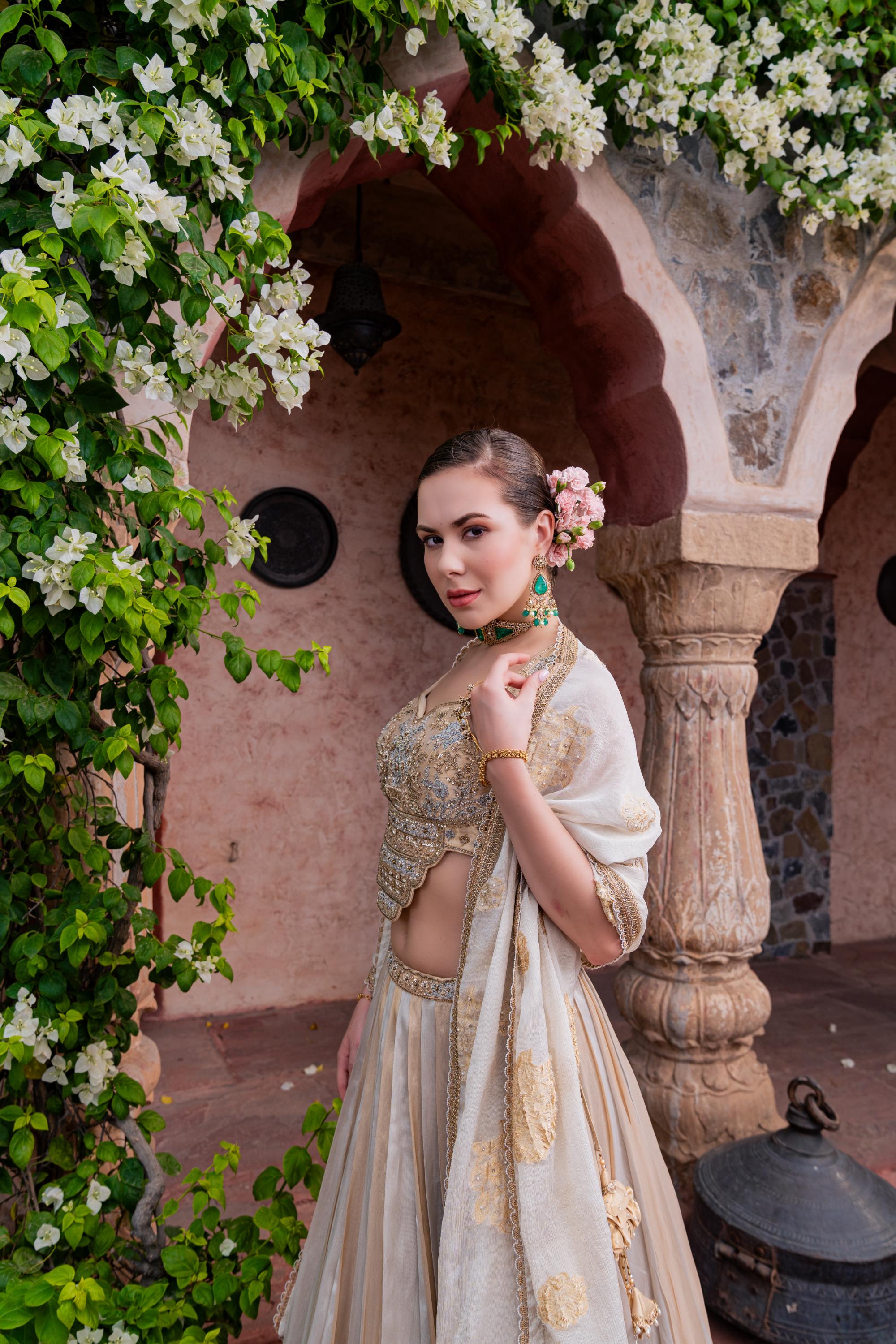 Sunehri Ivory Gold Lehenga Set
