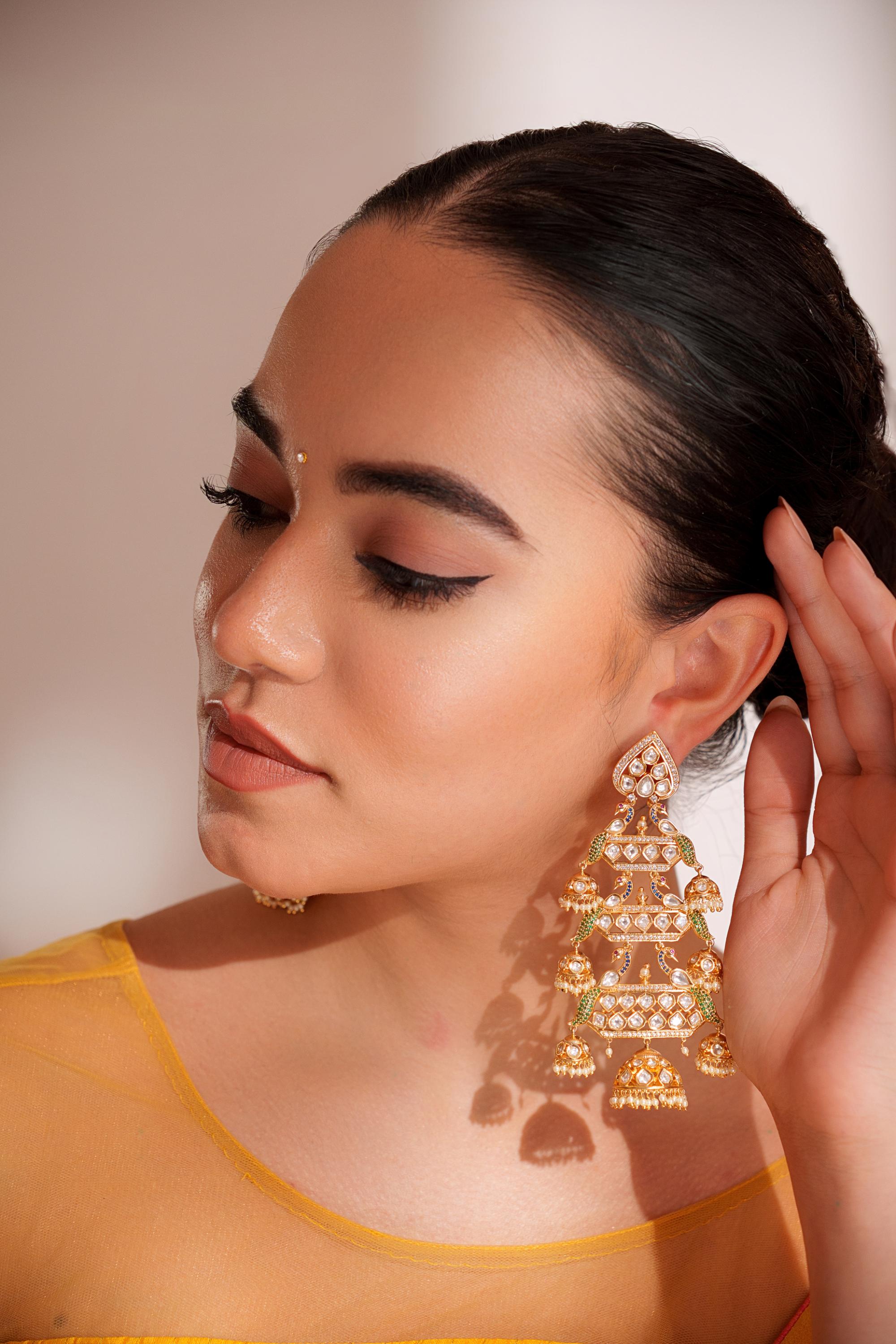 Bold and elegant kundan danglers