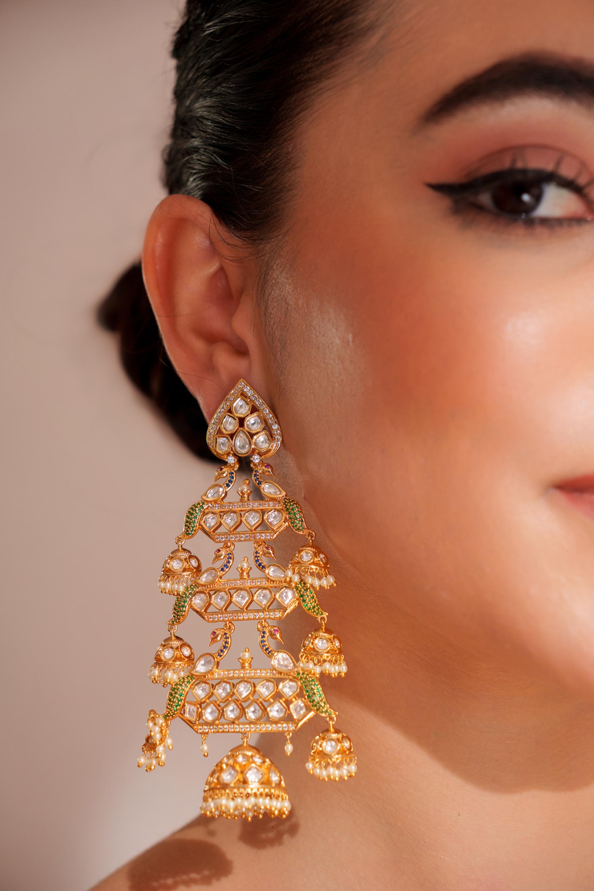 Bold and elegant kundan danglers