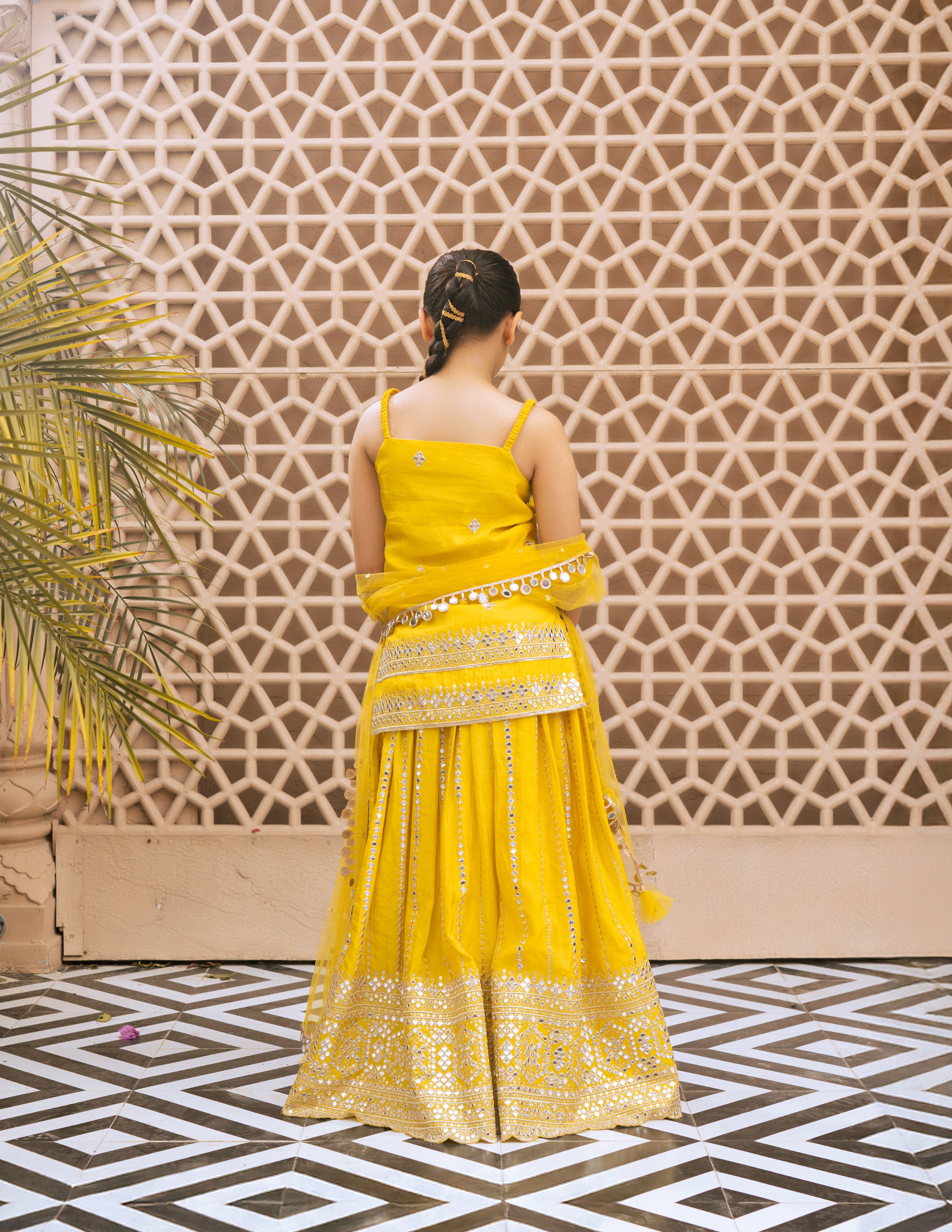 Yellow Embroidered Kurti Sharara Set