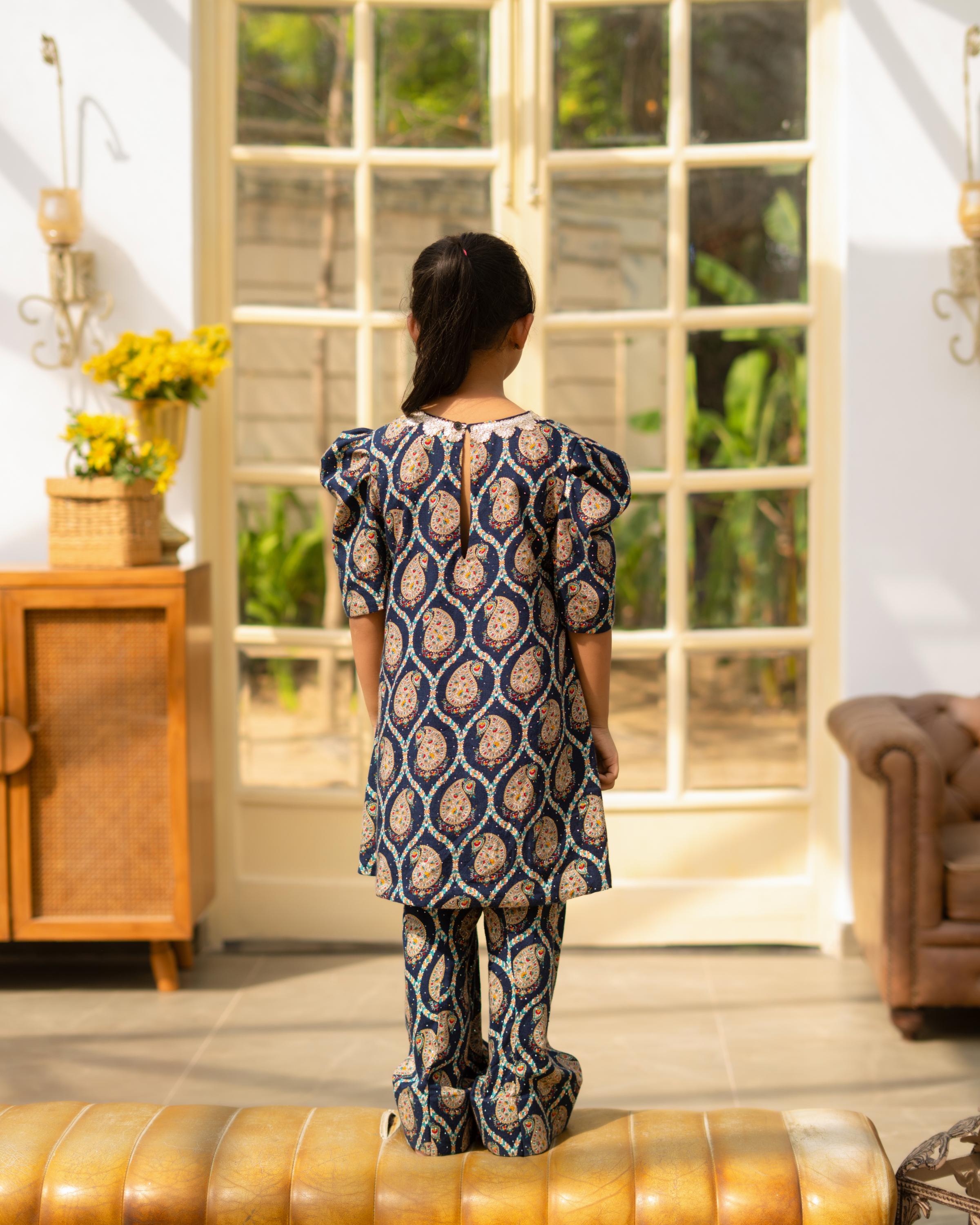 Blue Printed Kurti Salwar Set