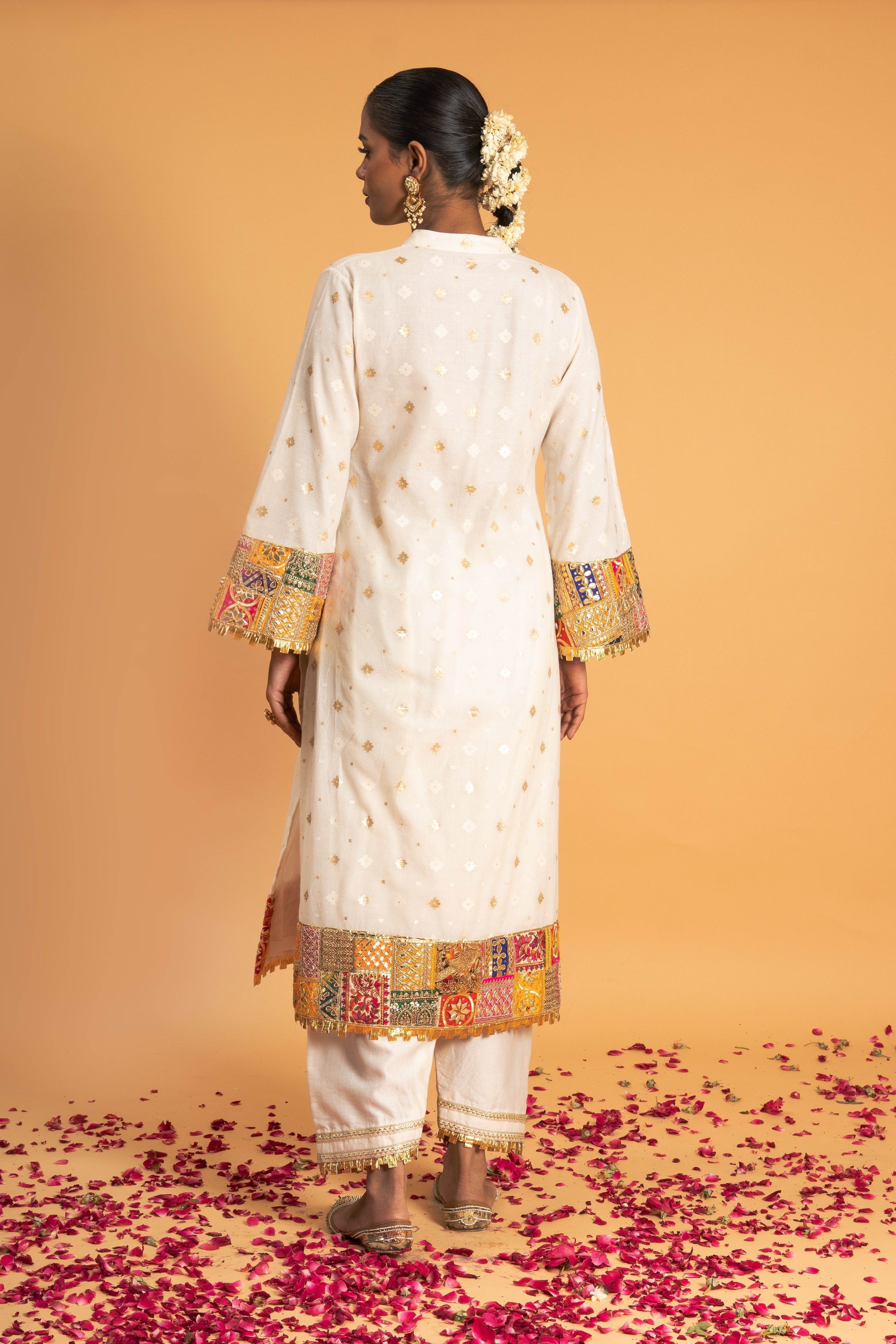 Ivory Woven Chanderi Kurta Set