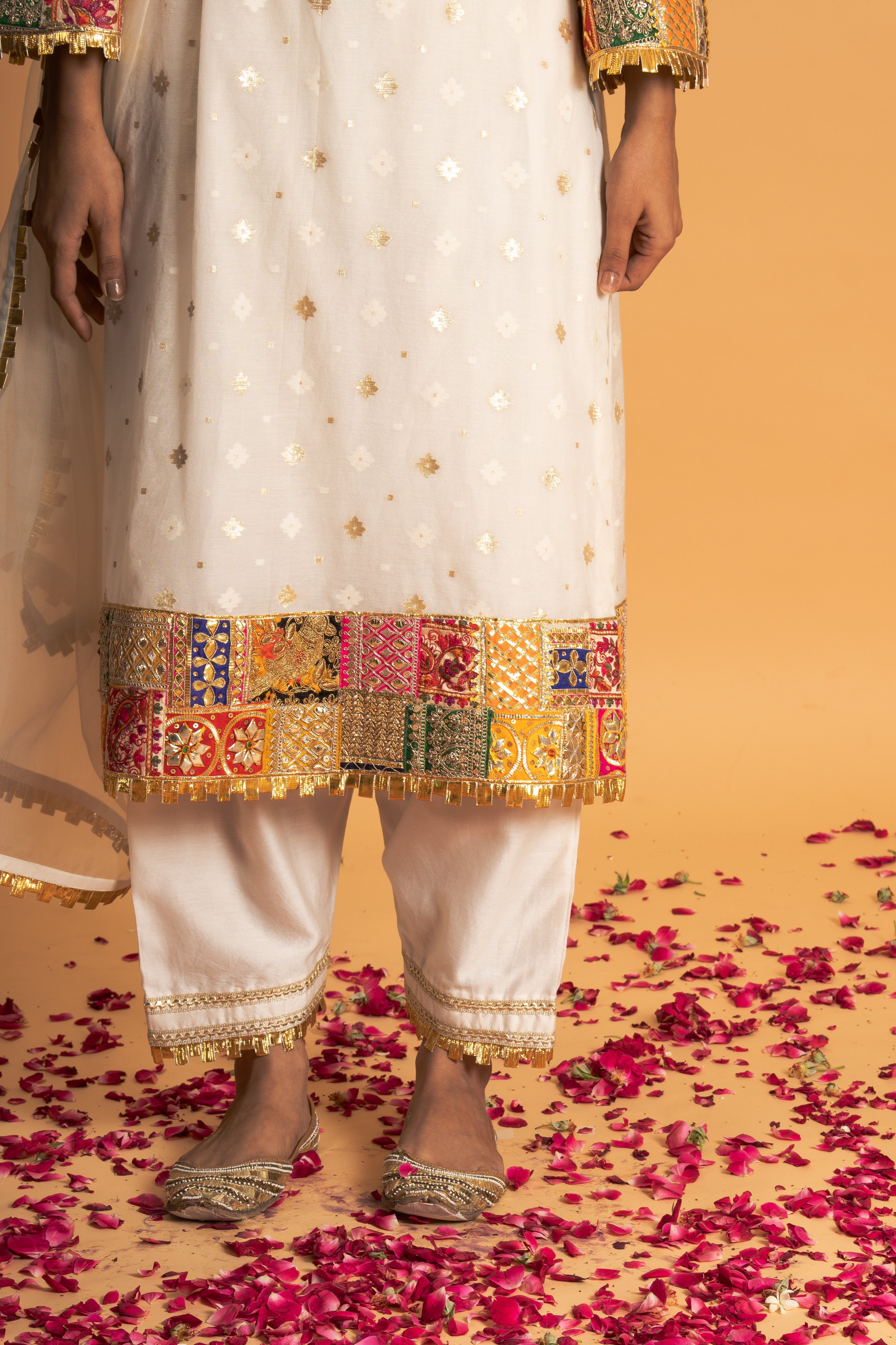 Ivory Woven Chanderi Kurta Set