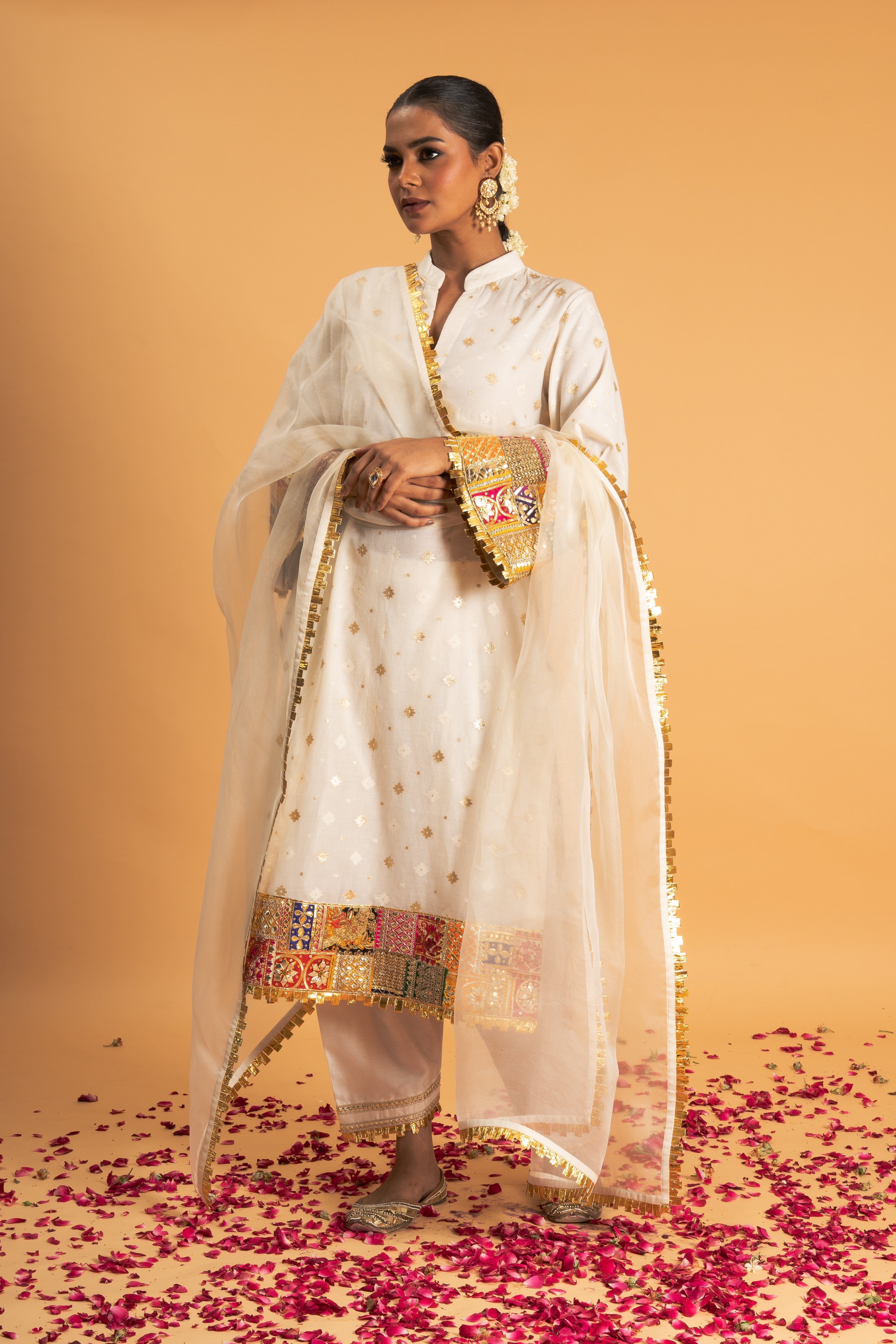 Ivory Woven Chanderi Kurta Set