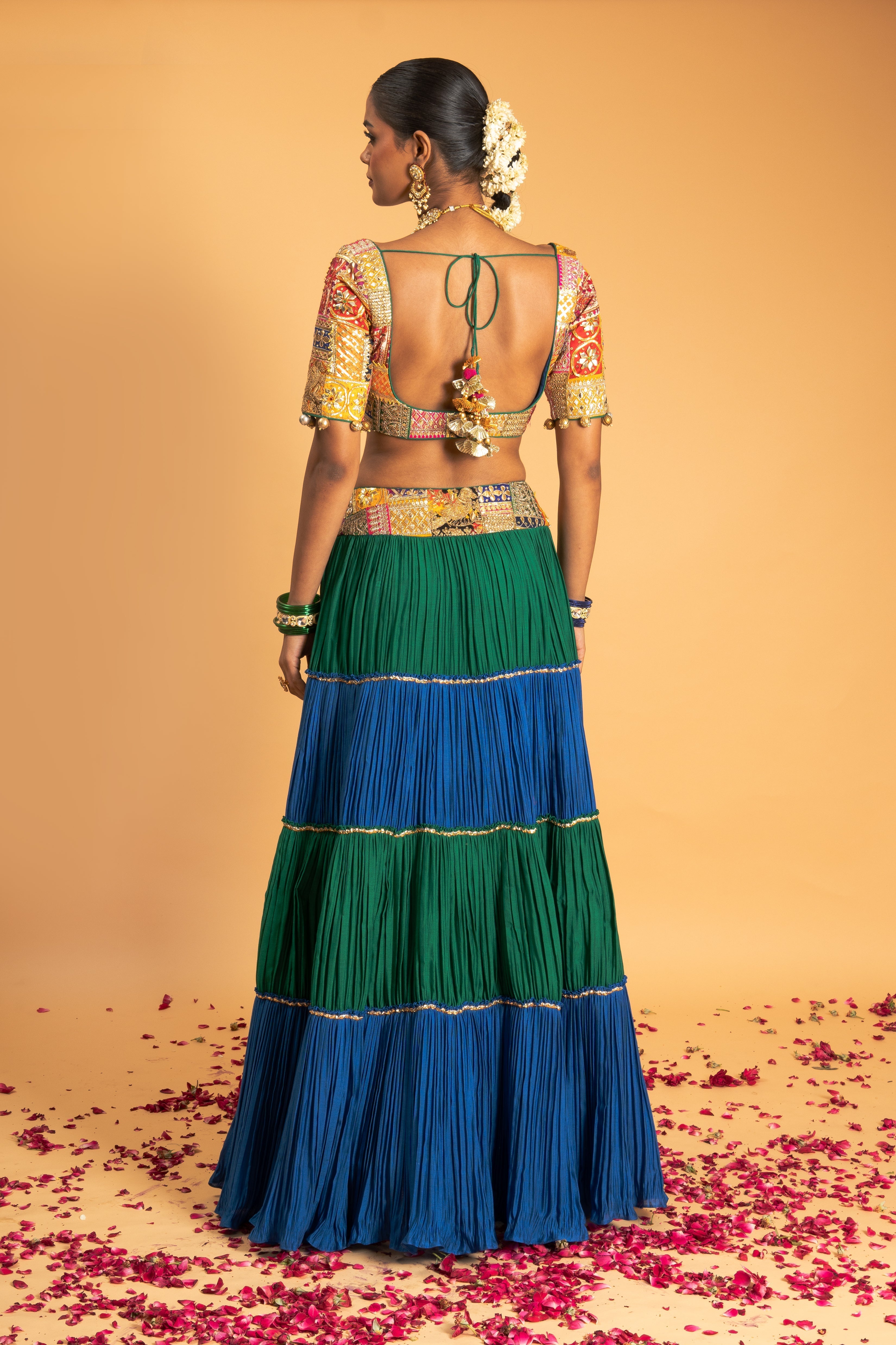 Green and Blue Lehenga Set